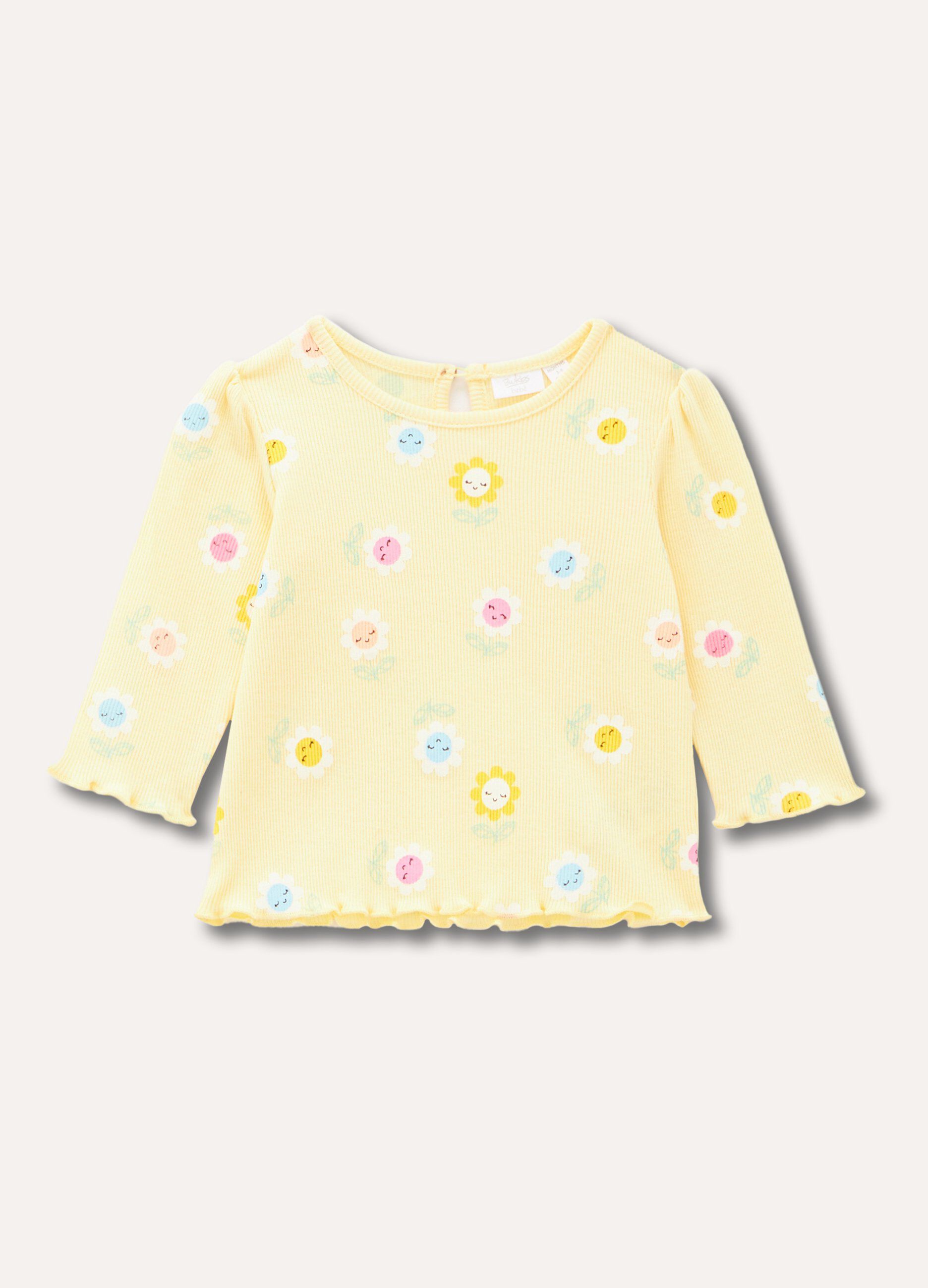 T-shirt in costina di puro cotone neonata