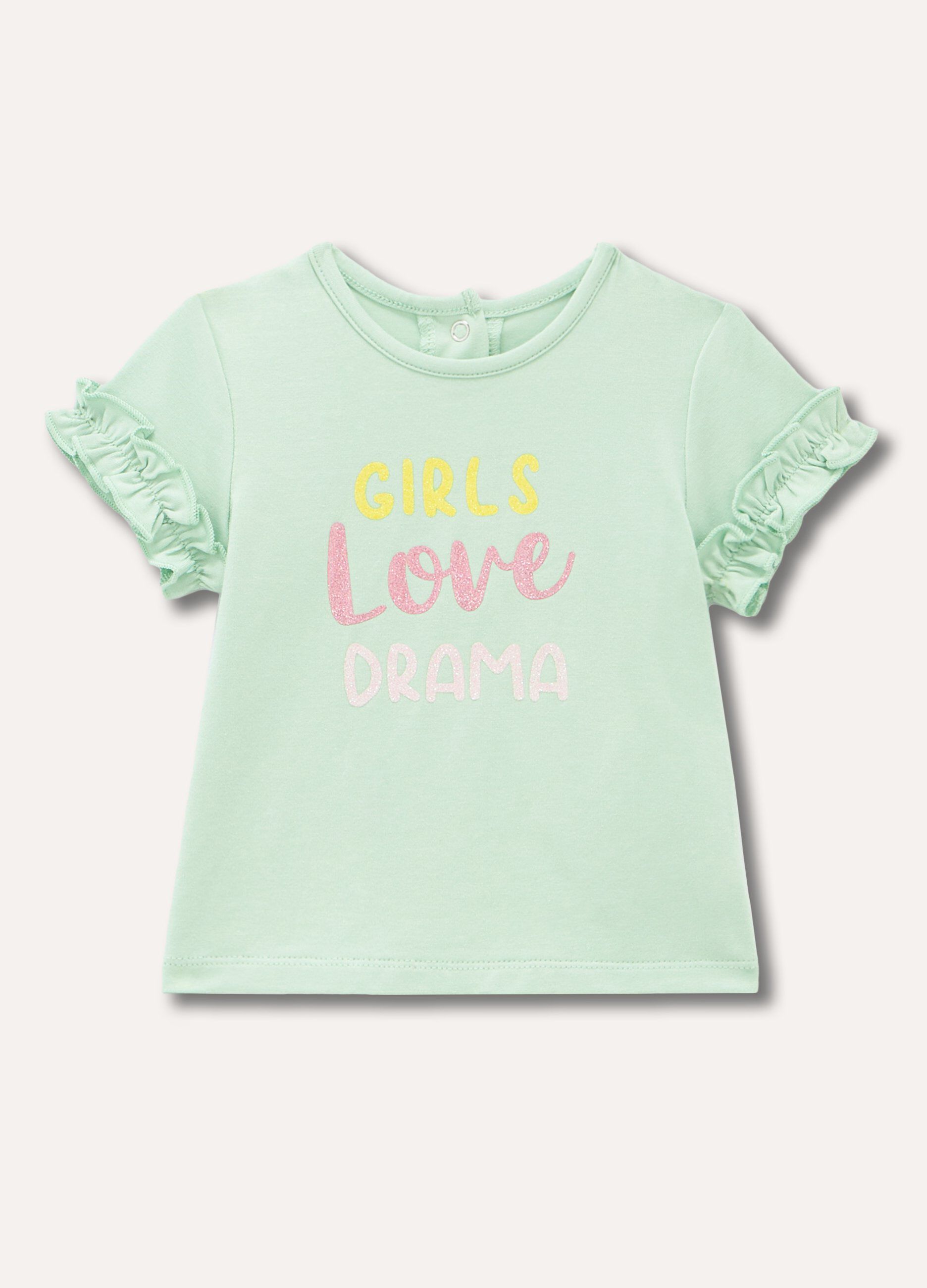 T-shirt in puro cotone con rouches neonata