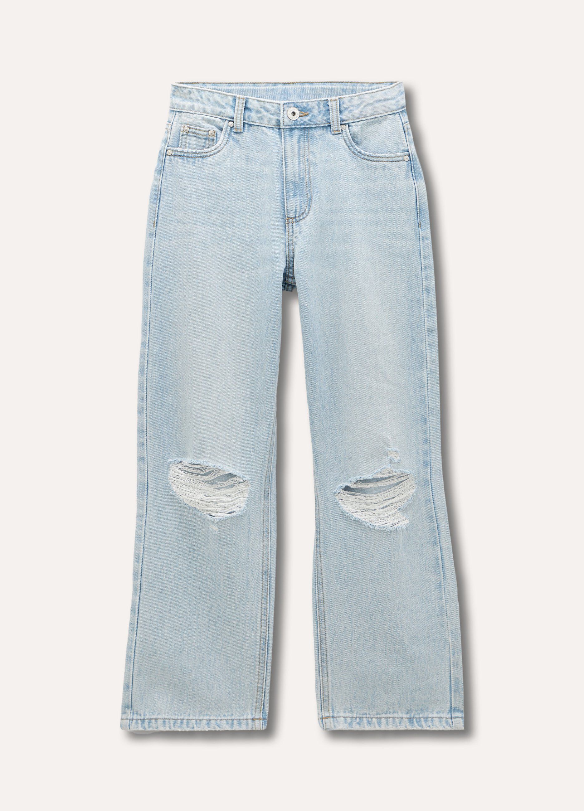 Jeans in puro cotone wide leg ragazza