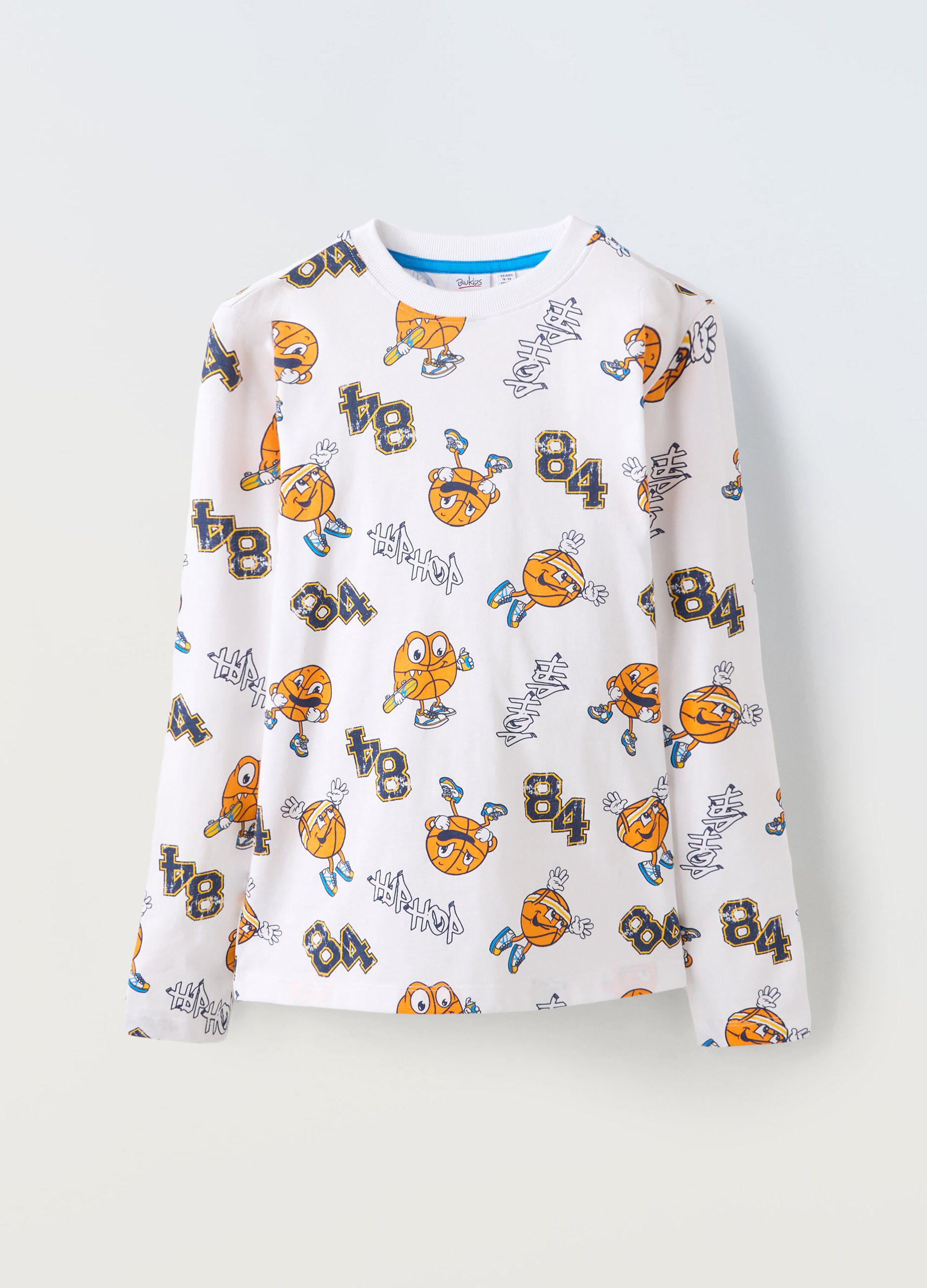 T-shirt a maniche lunghe in puro cotone bambino