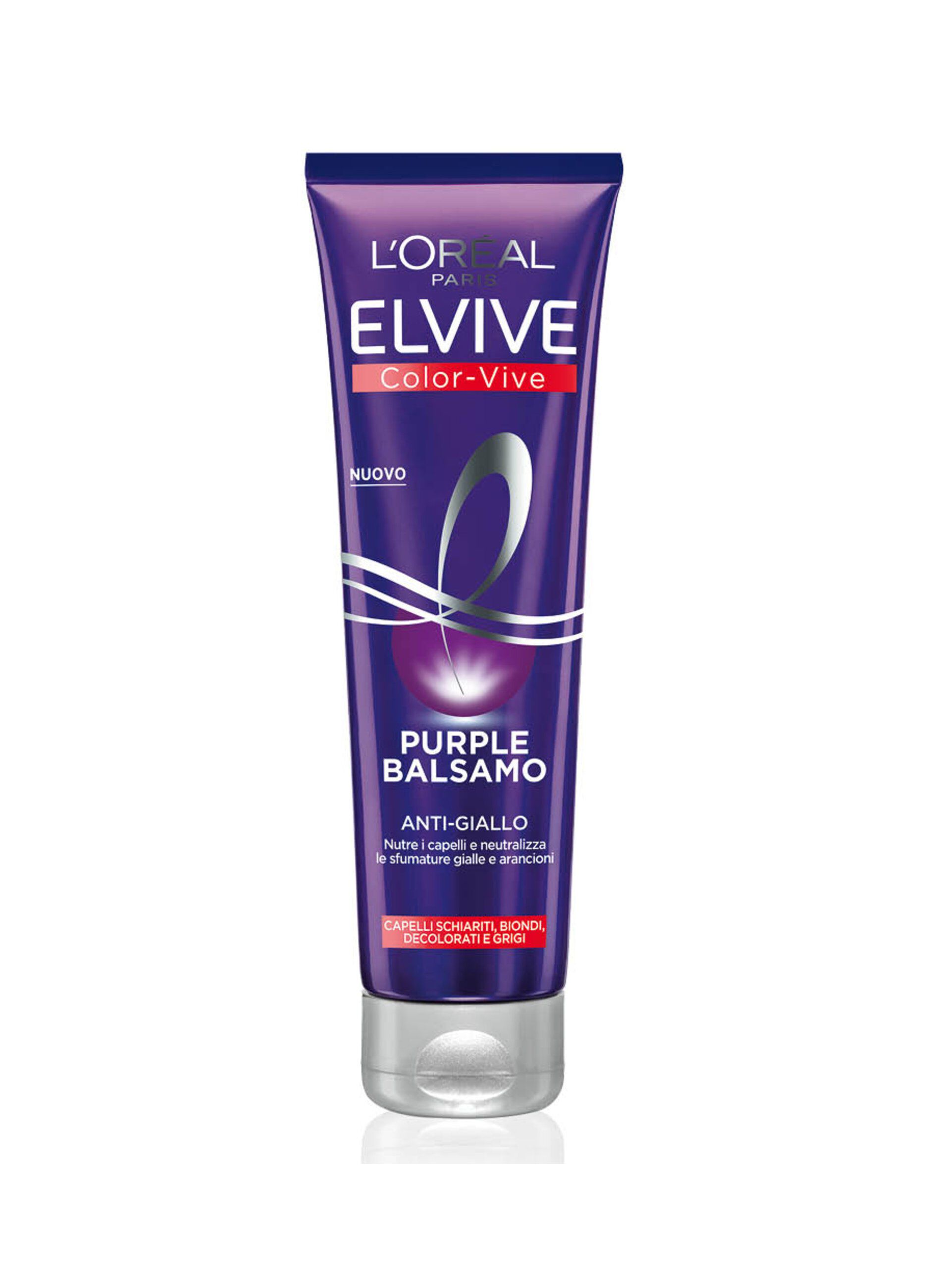 L'OrÃ©al Paris Balsamo antigiallo Color Vive Purple, Balsamo antigiallo per capelli schiariti, biondi, decolorati e grigi, 150 ml.