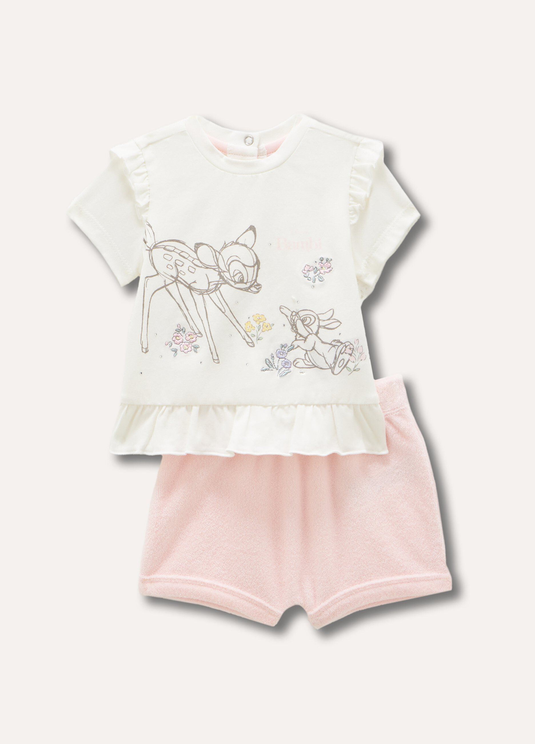 Set Bambi con ricami e stampa neonata