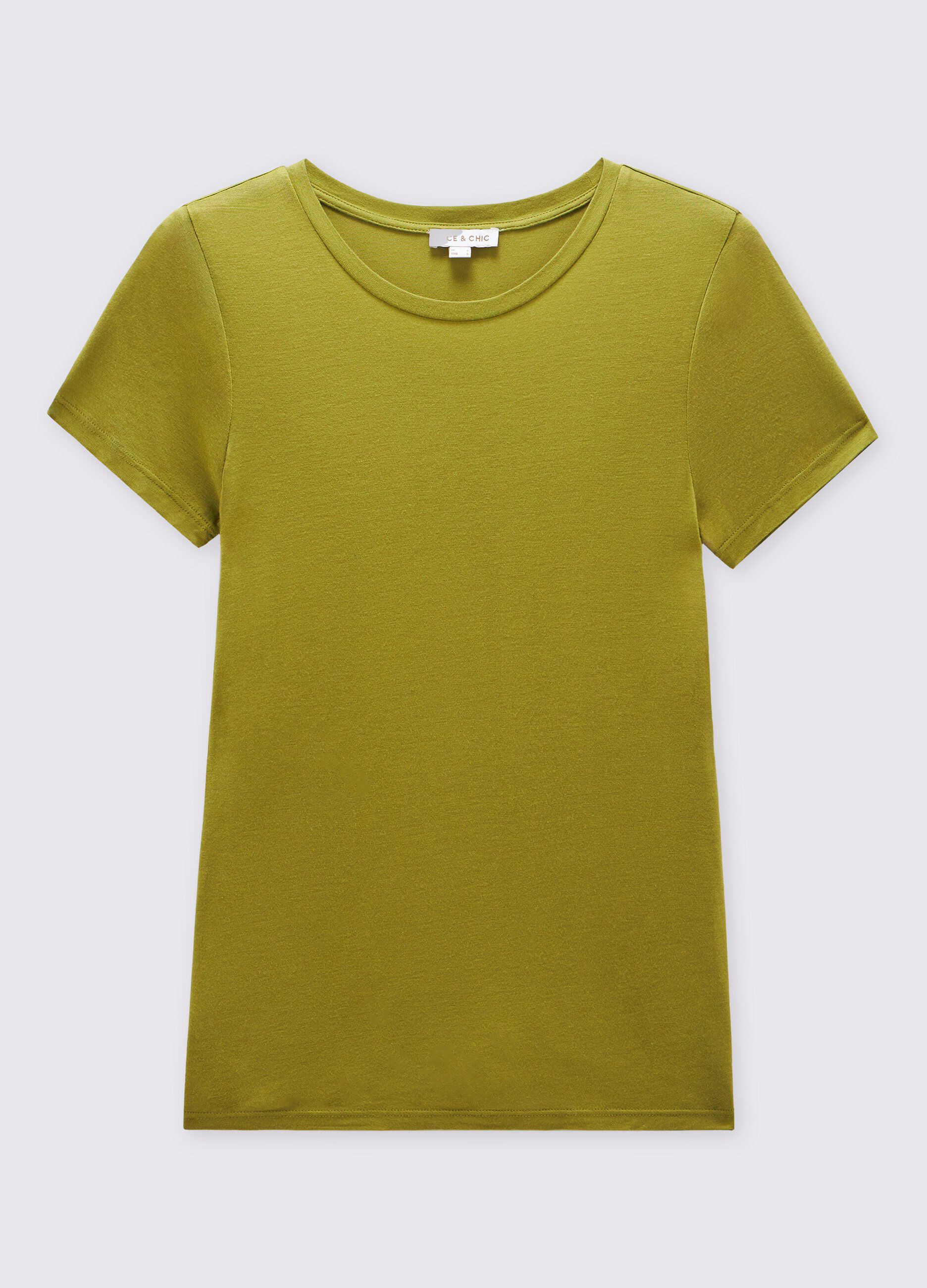 T-shirt girocollo in pura viscosa donna