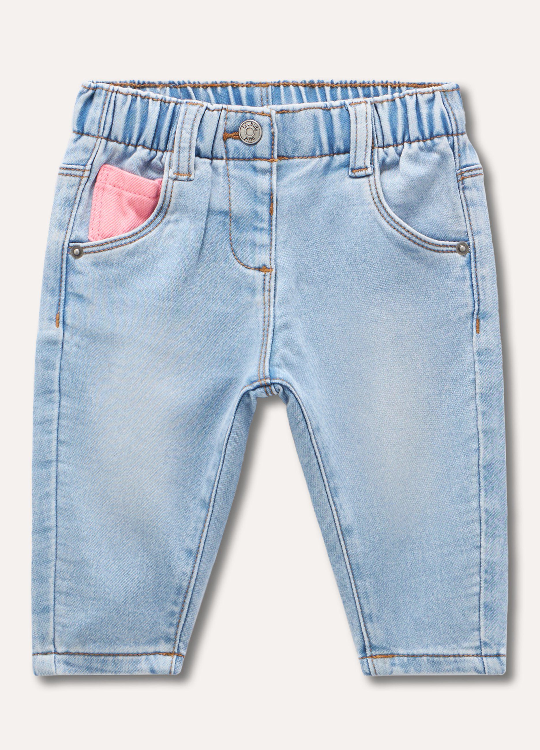 Pantaloni in french terry denim neonata