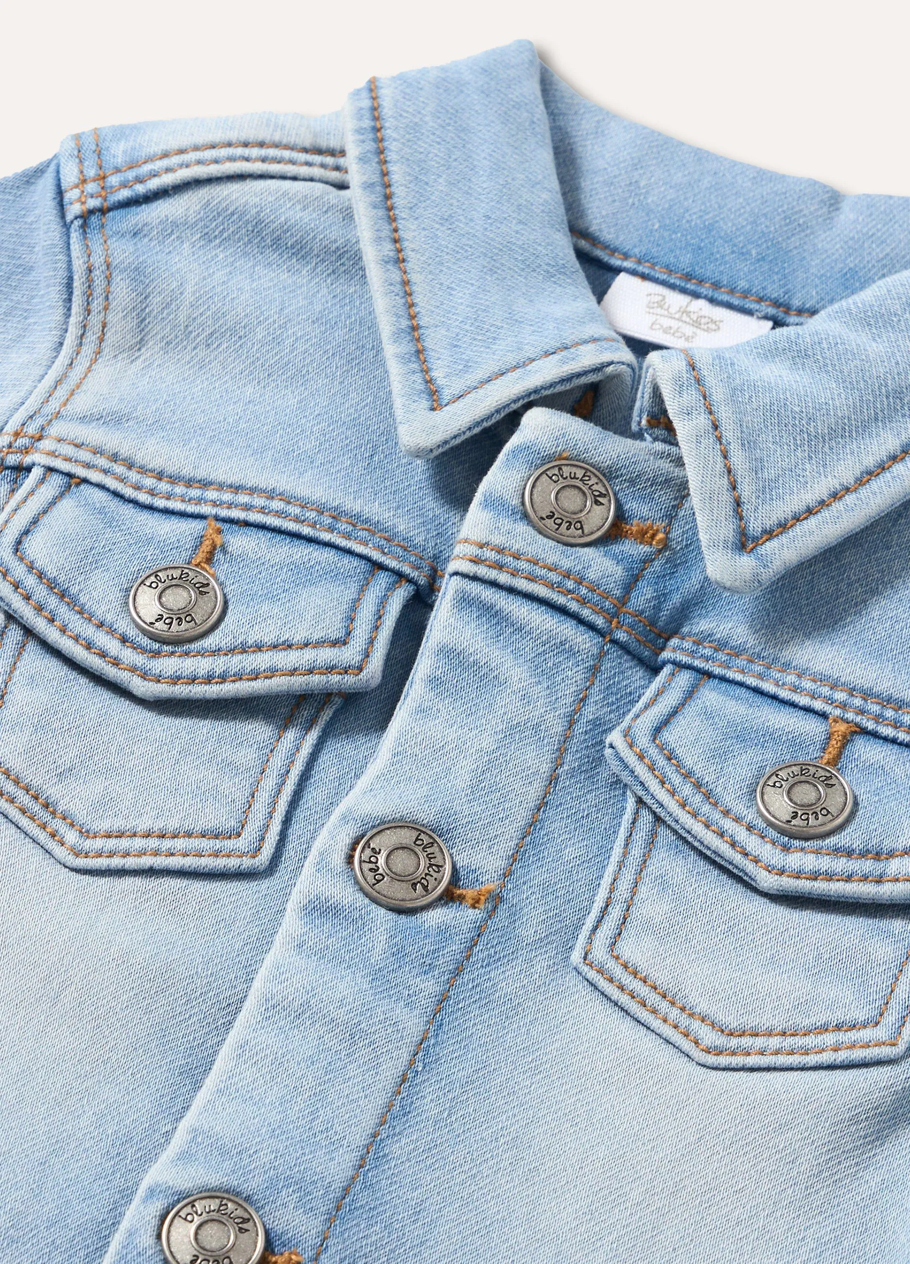 Giubbino in french terry denim neonato 3 Giubbino in french terry denim neonato