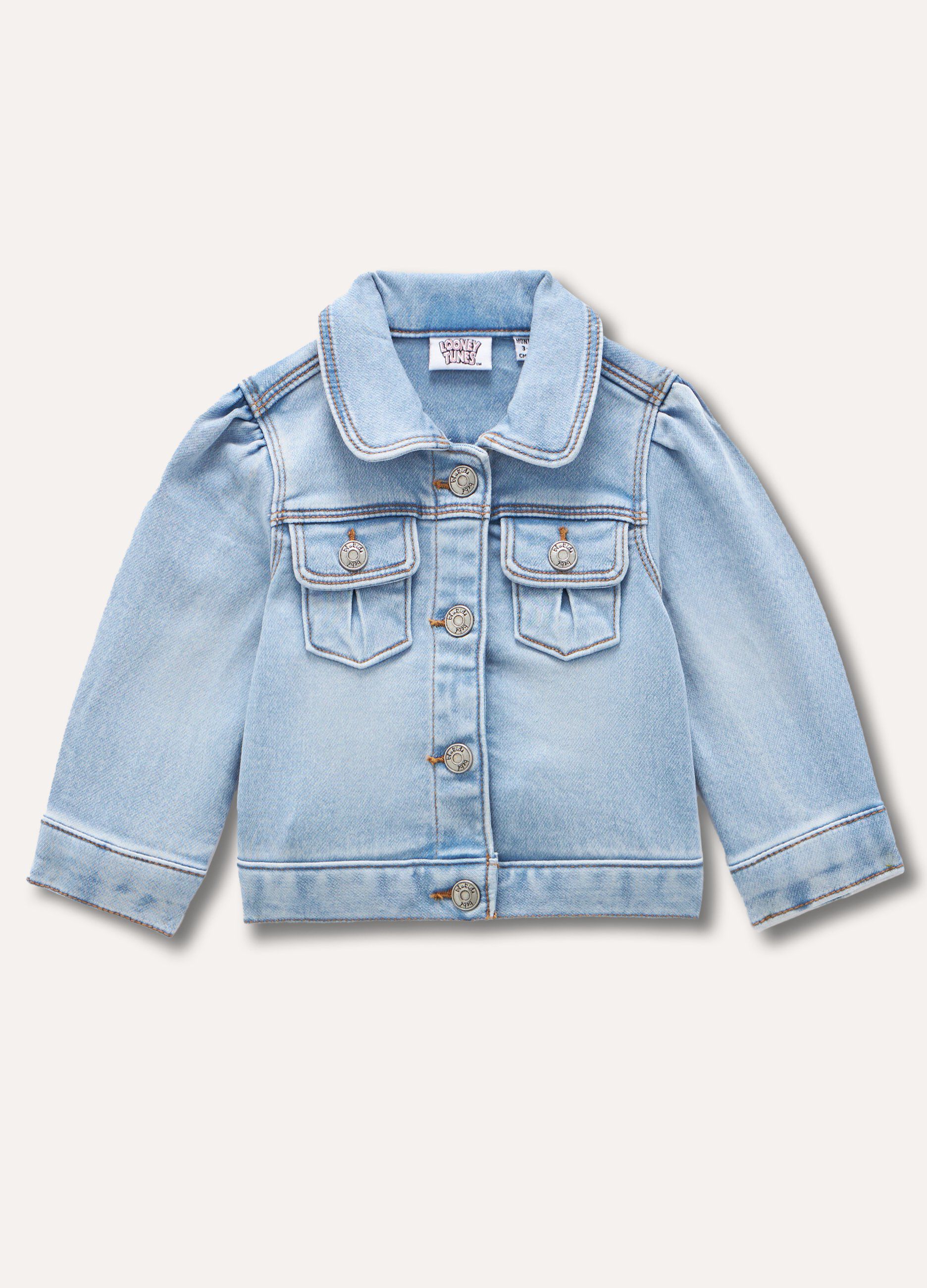 Giubbino in french terry denim neonata