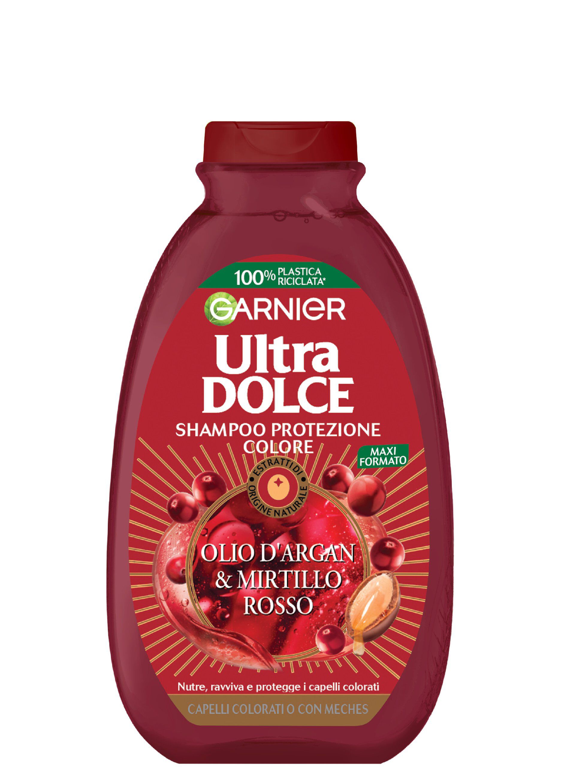 Garnier Shampoo Ultra Dolce Olio di Argan e Mirtillo Rosso, Shampoo per Capelli Colorati, 300 ml.
