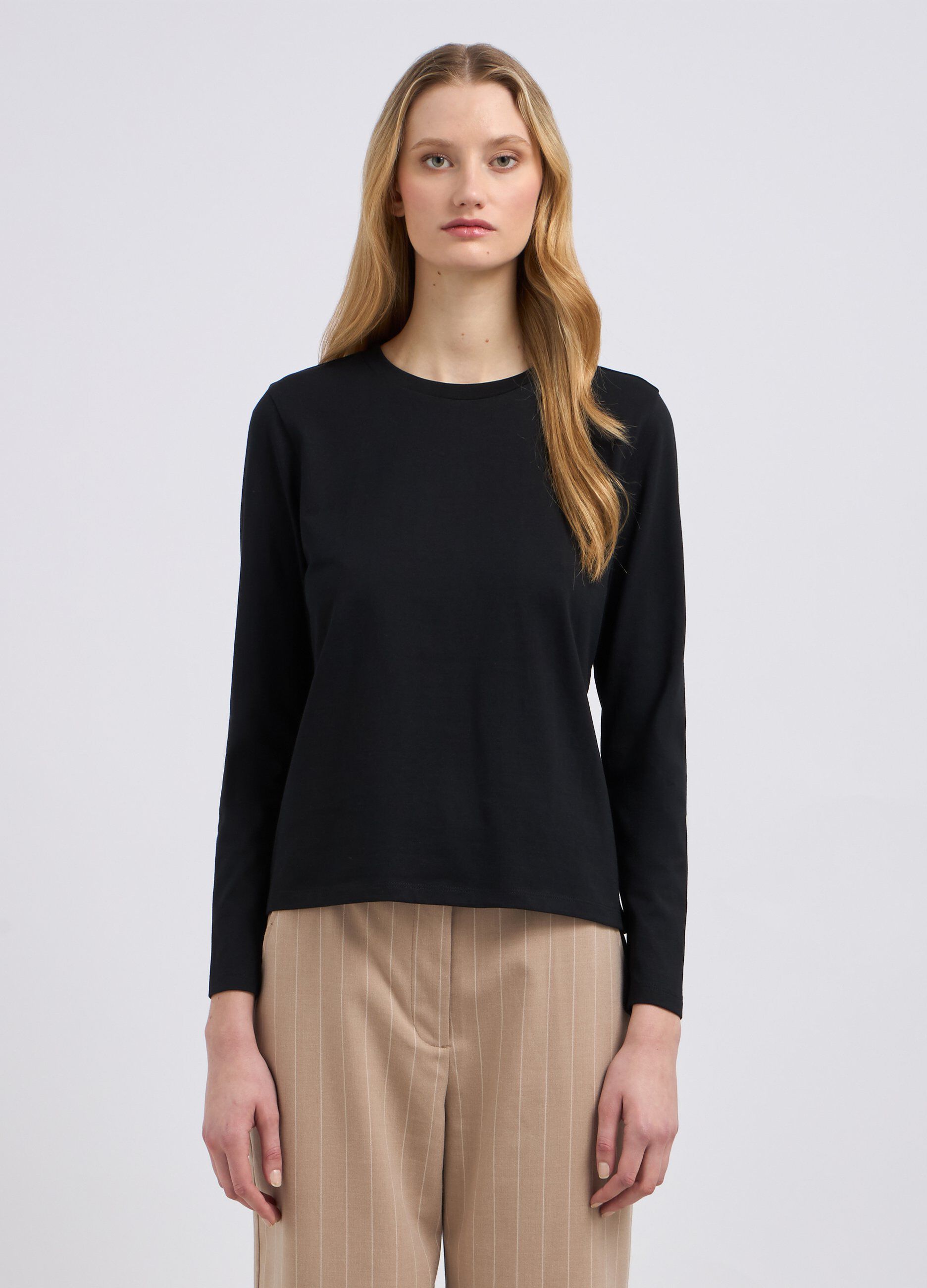 T-shirt in puro cotone a maniche lunghe donna
