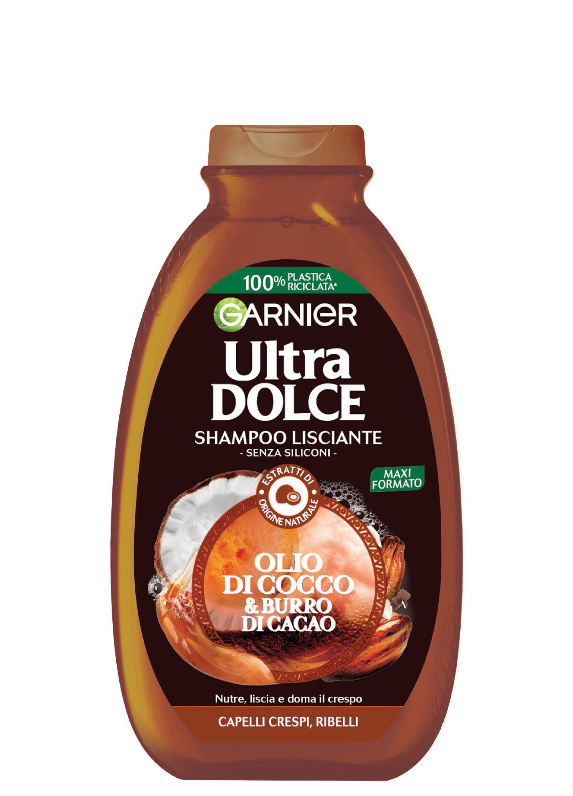Garnier Shampoo Ultra Dolce Olio di Cocco e Burro di Cacao, Shampoo per Capelli Crespi, 300 ml.