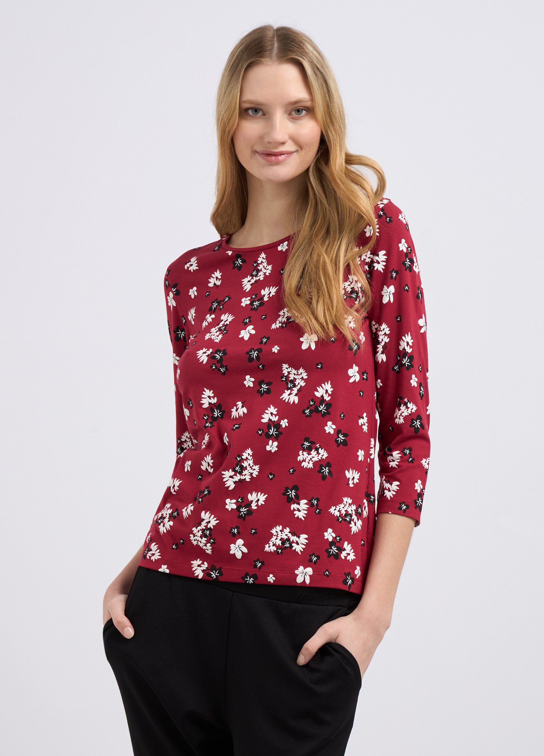 T-shirt in cotone stretch con stampa donna