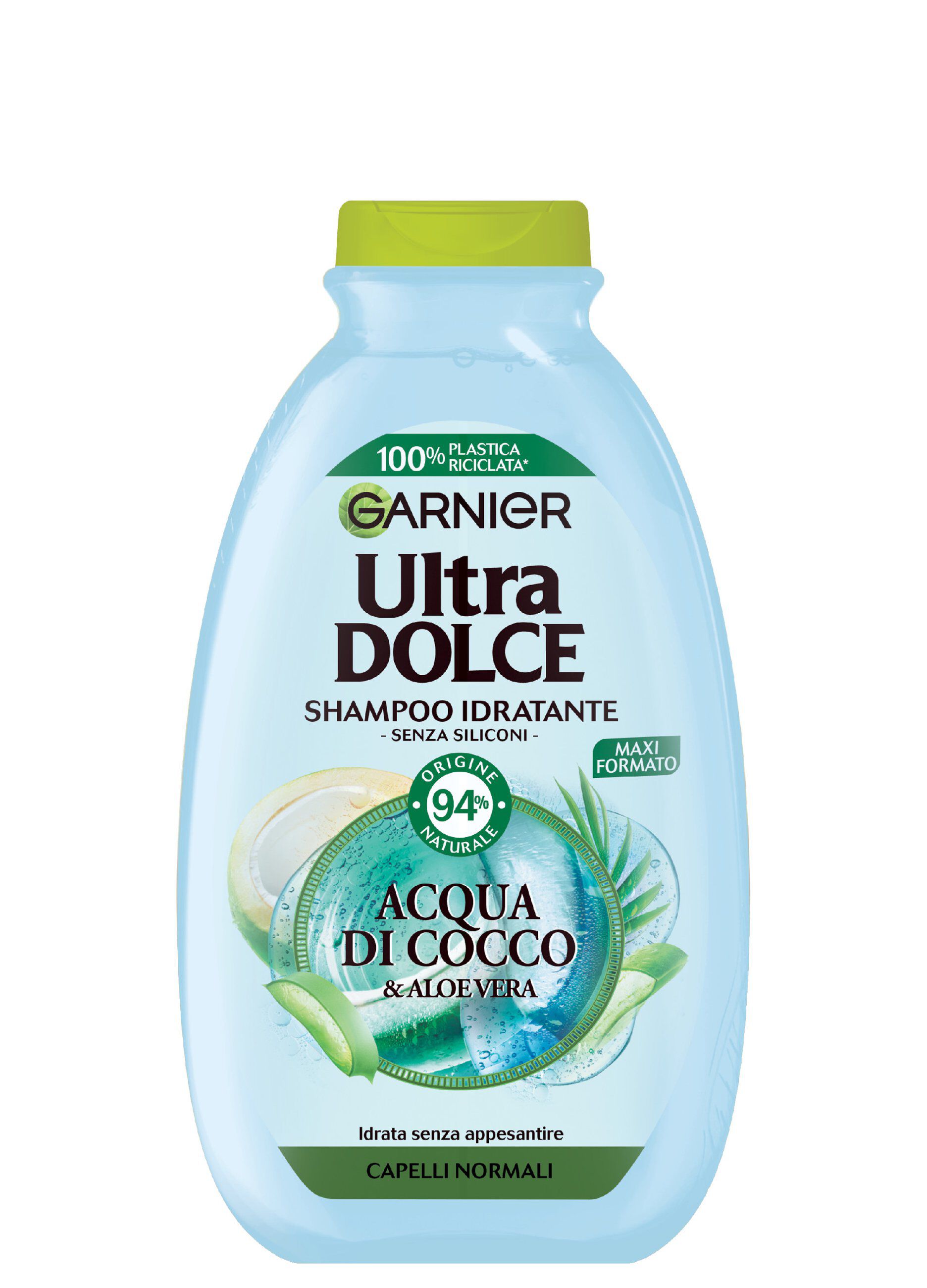 Garnier Shampoo Ultra Dolce Acqua di Cocco e Aloe Vera, Idrata i Capelli senza Appesantire, 300 ml.
