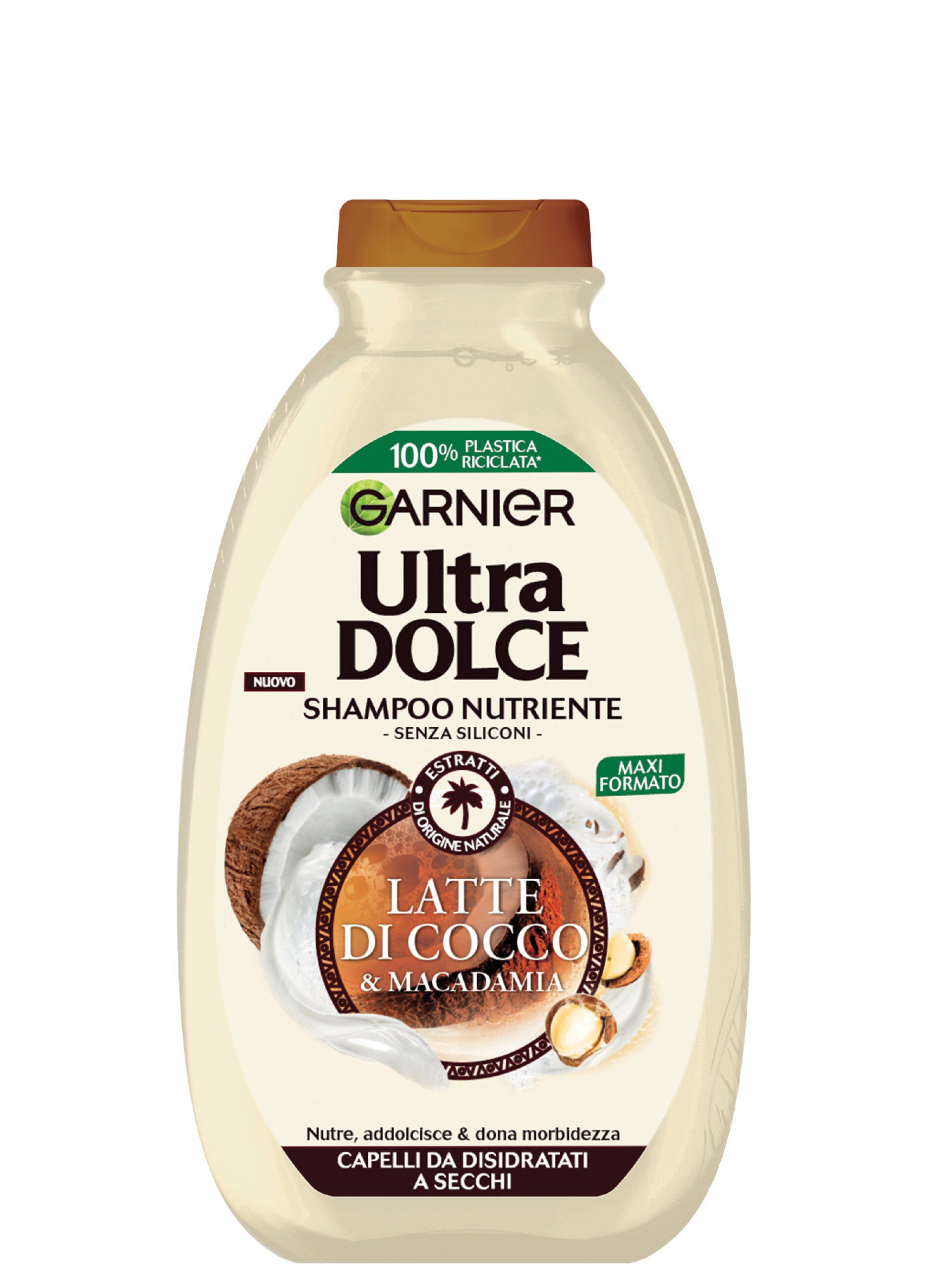 Garnier Shampoo Ultra Dolce Latte di Cocco e Macadamia, Capelli Morbidi e Setosi, 300 ml.
