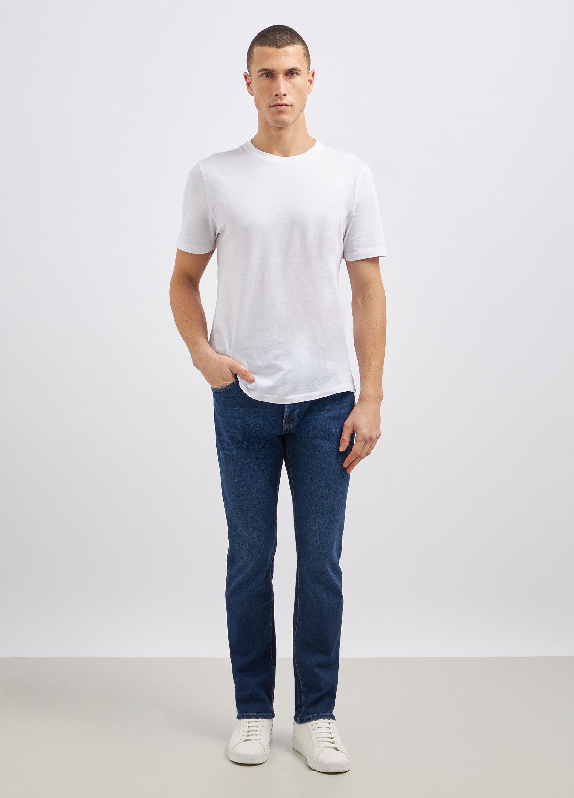 Pantaloni in denim di misto cotone uomo