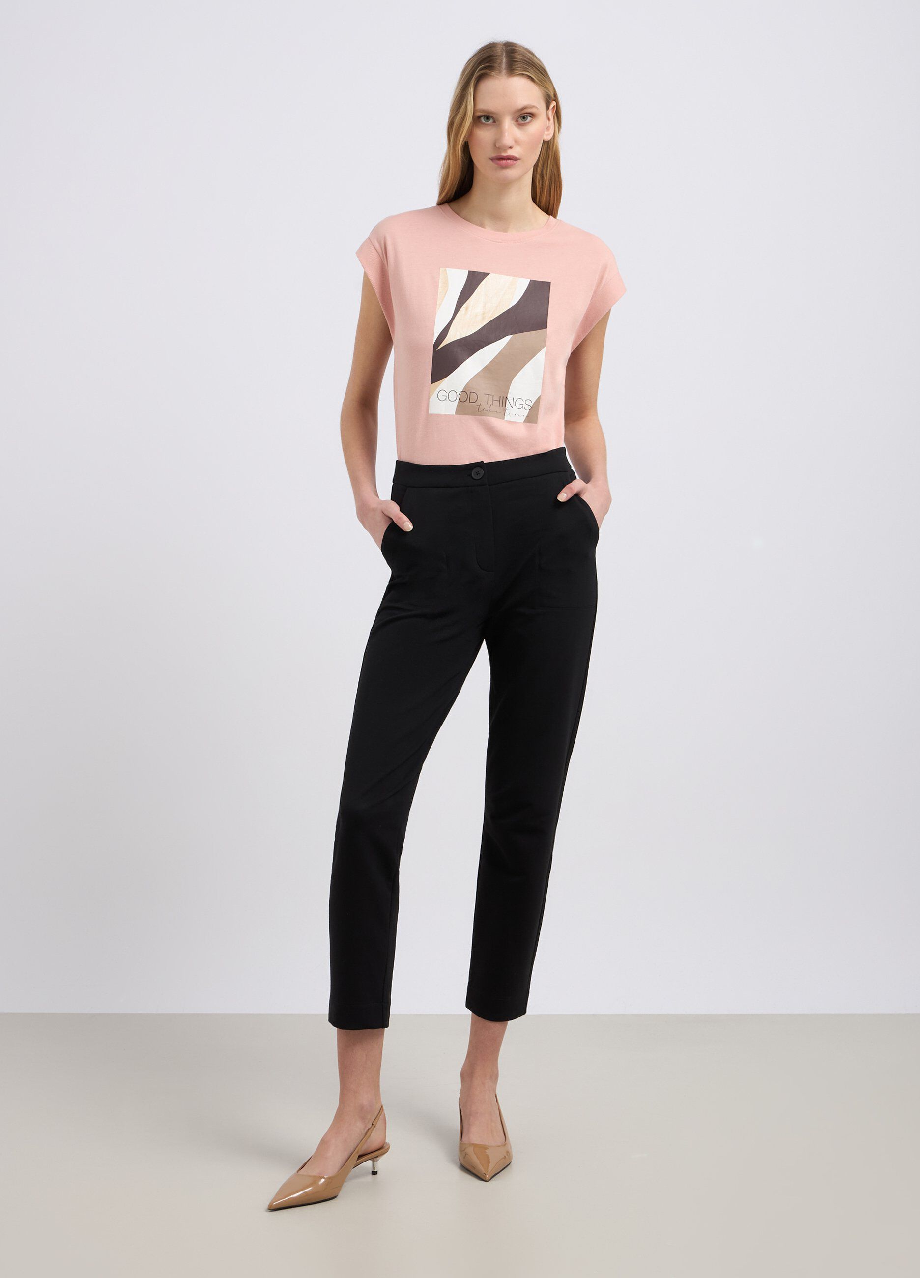 Pantaloni in cotone stretch donna