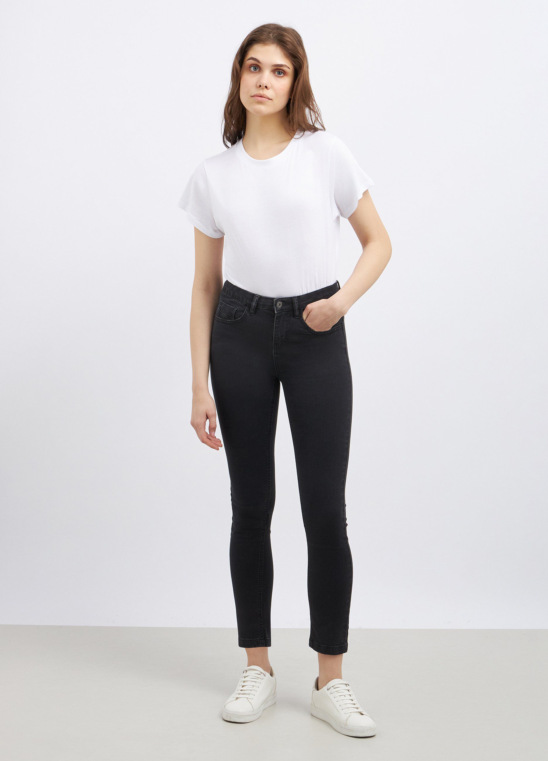 Pantaloni in denim di misto cotone donna