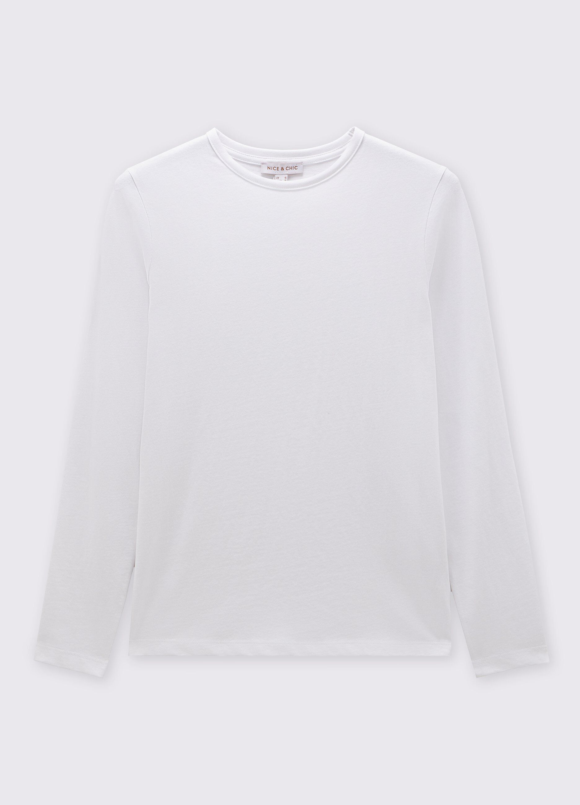 T-shirt in puro cotone a maniche lunghe donna