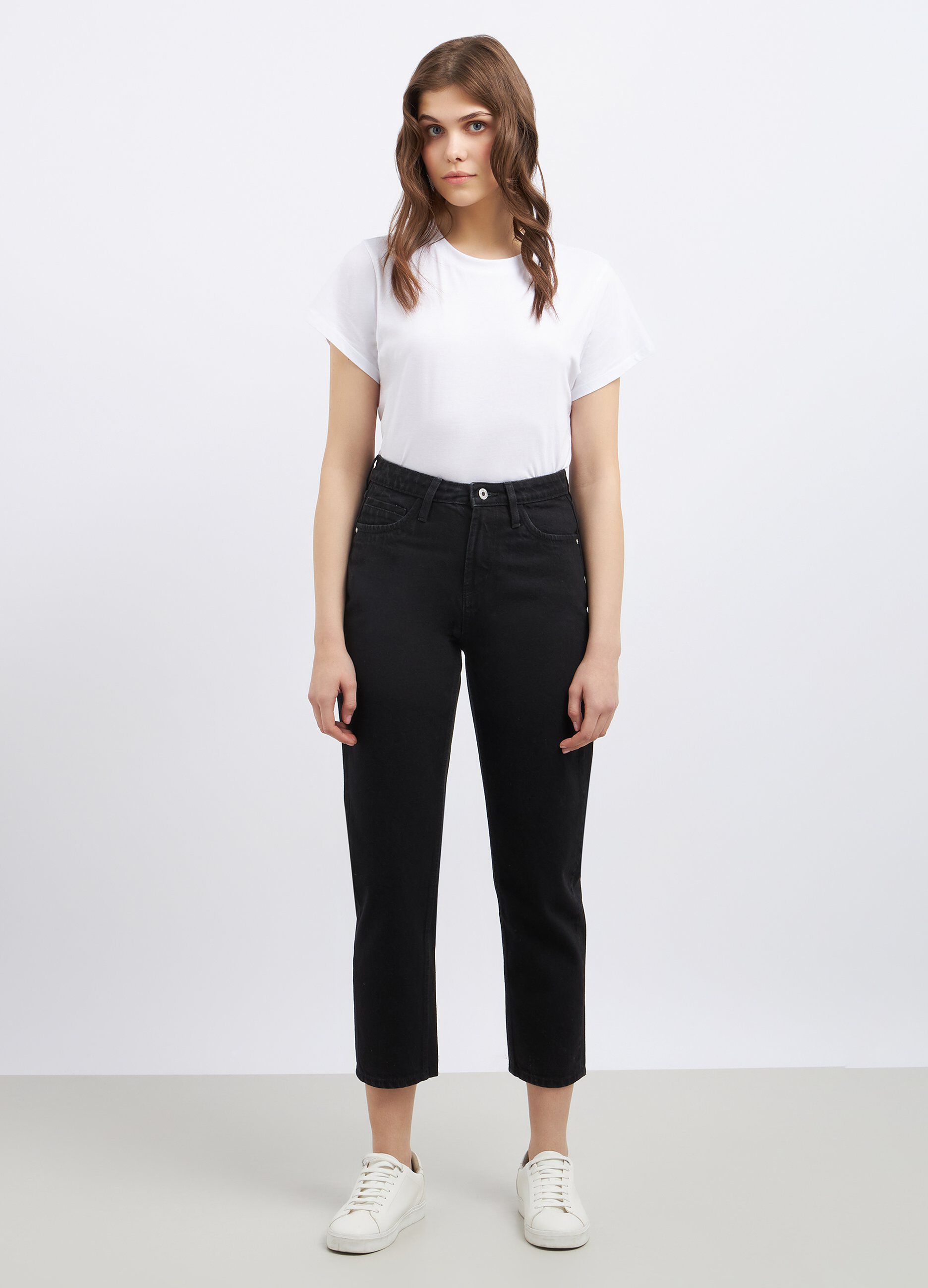 Jeans mom fit in puro cotone donna
