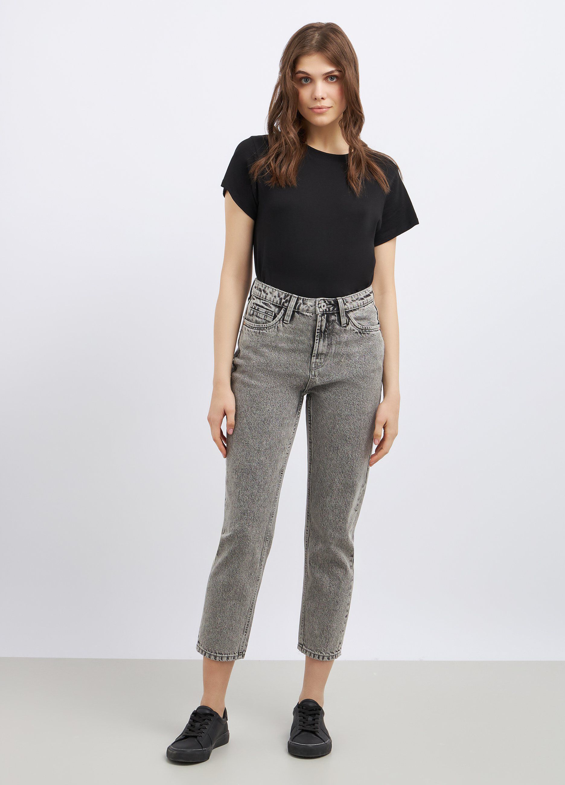 Jeans mom fit in puro cotone donna