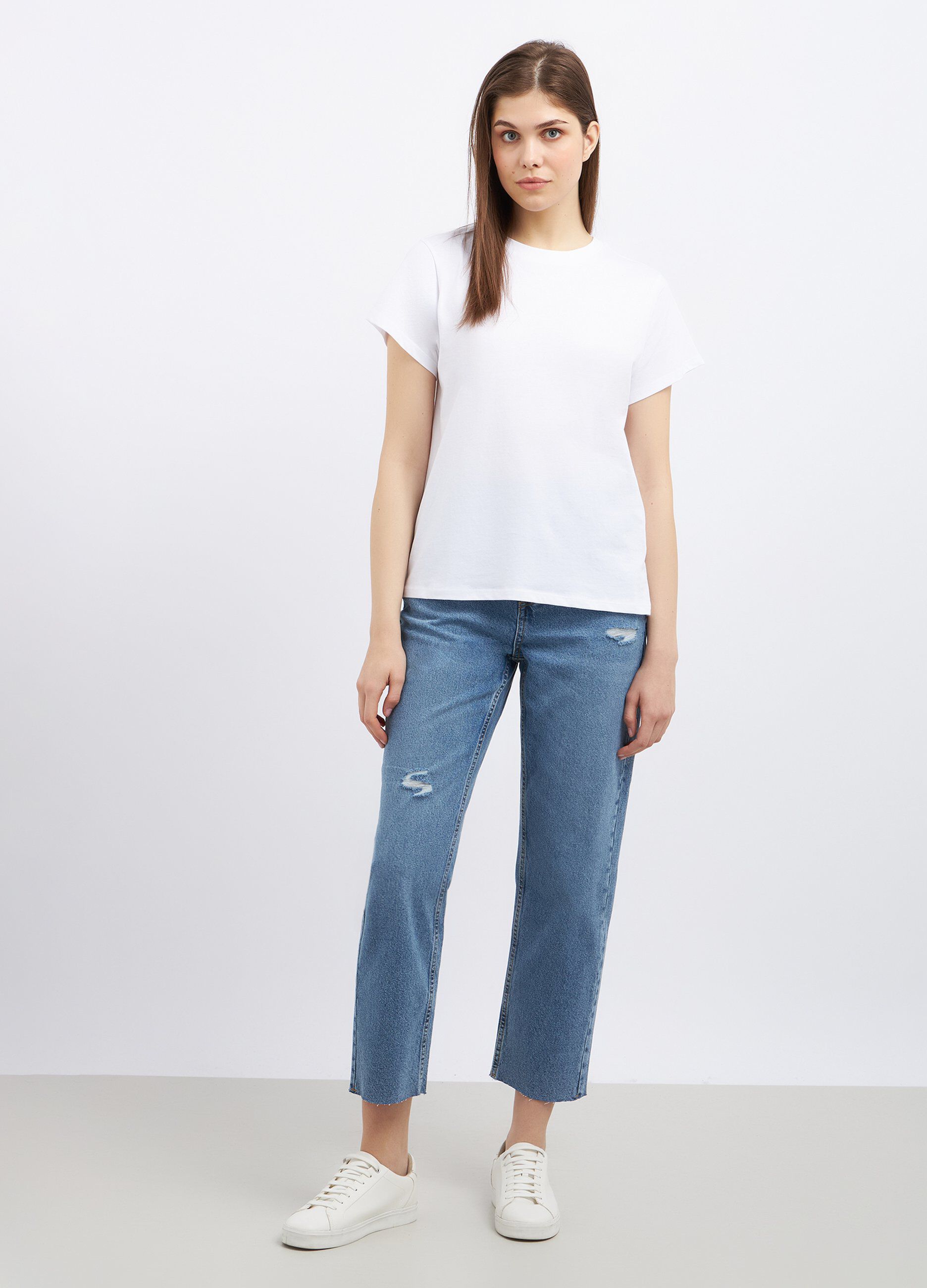 Jeans mom fit in puro cotone donna