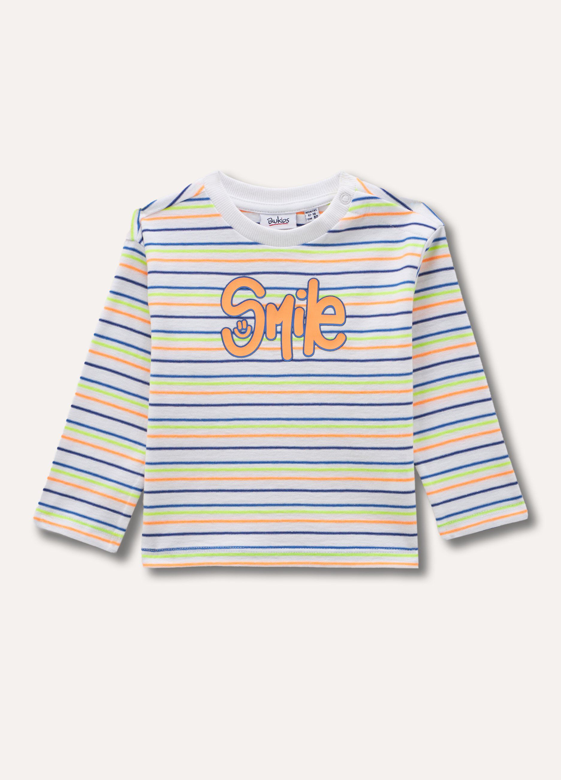 T-shirt a maniche lunghe in cotone a righe neonato