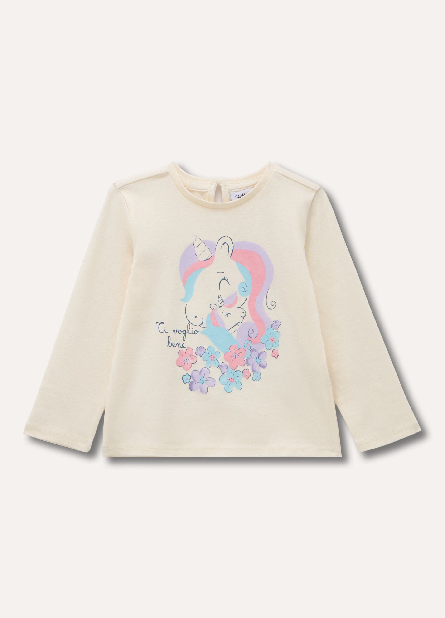 T-shirt in puro cotone con stampa neonata