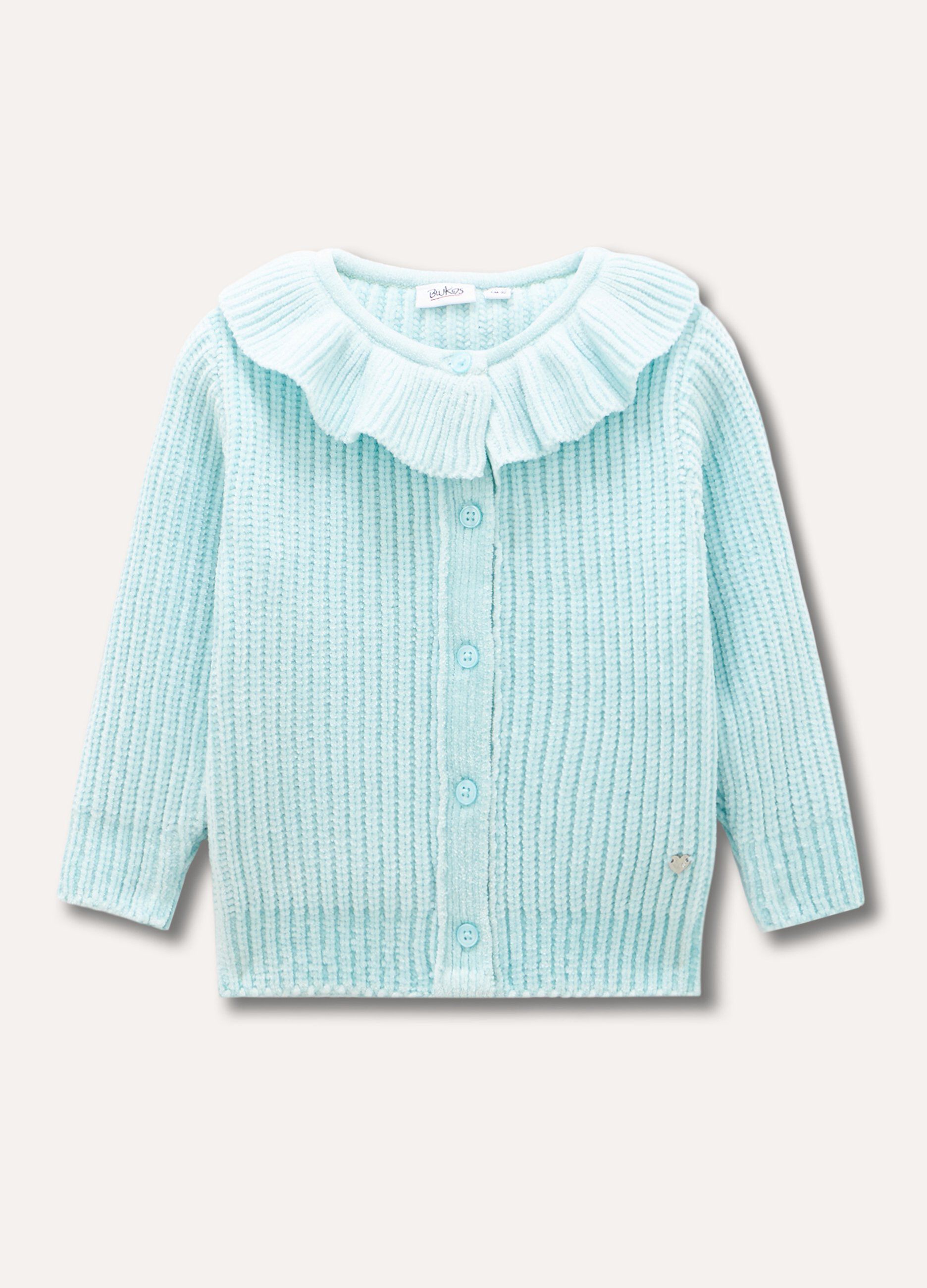Cardigan in ciniglia tricot con rouches neonata