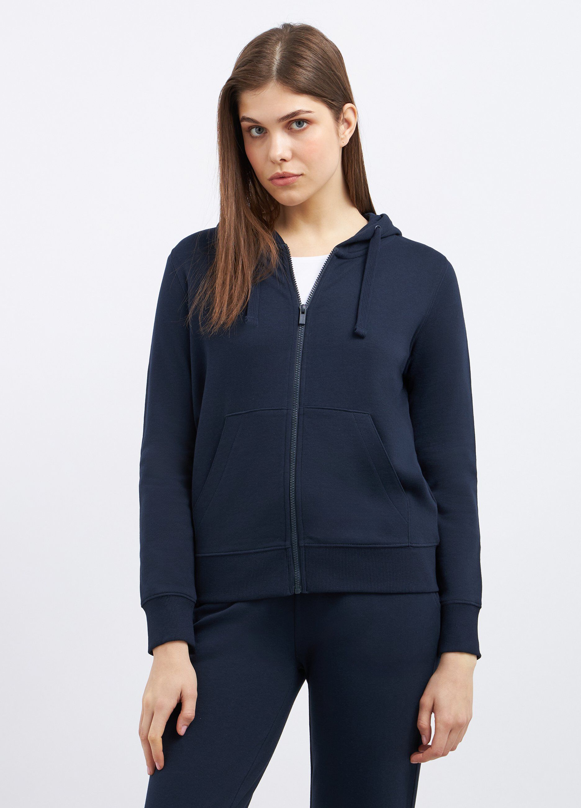 Felpa con cappuccio in misto cotone donna