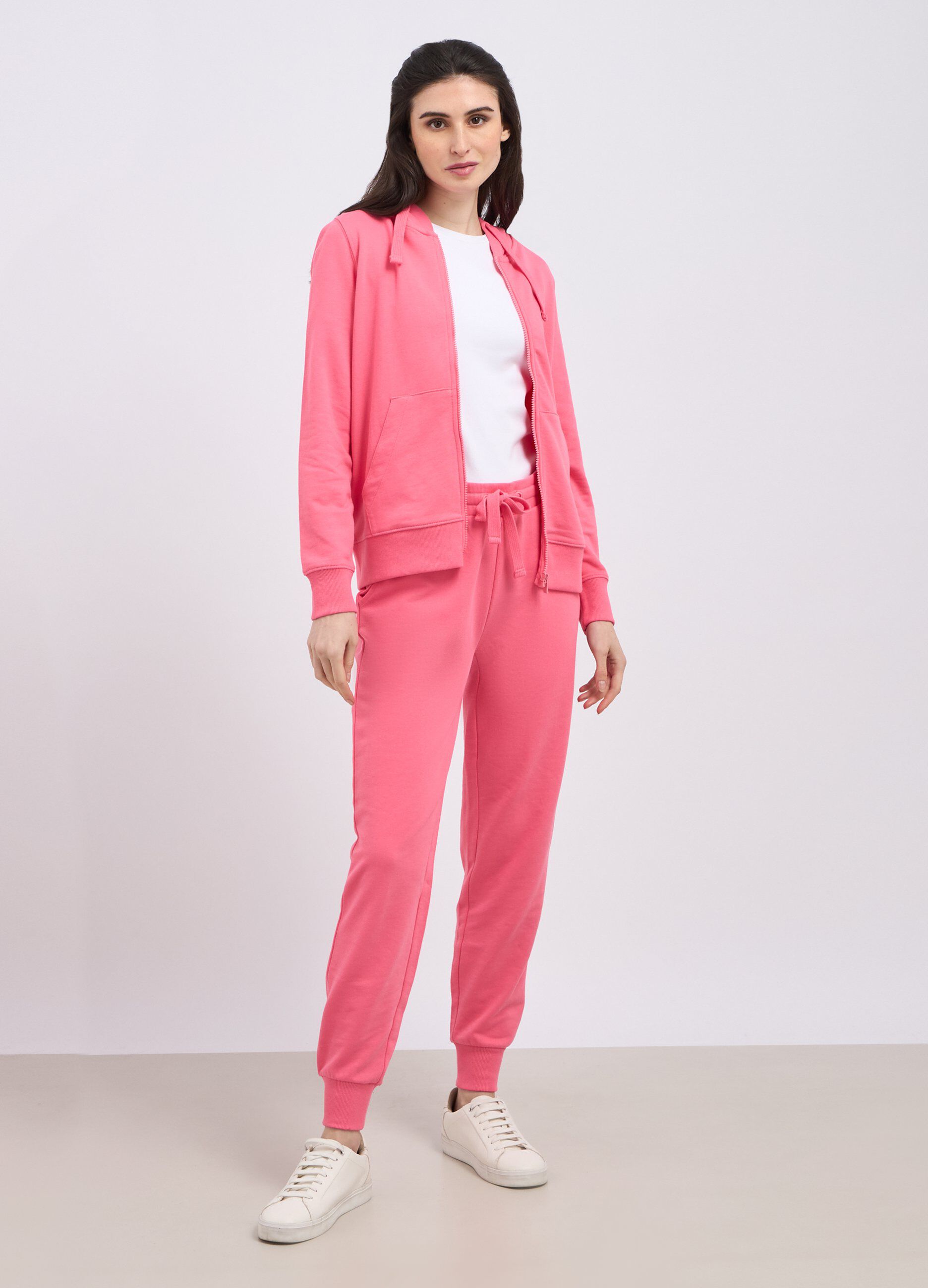 Felpa full zip in misto cotone donna