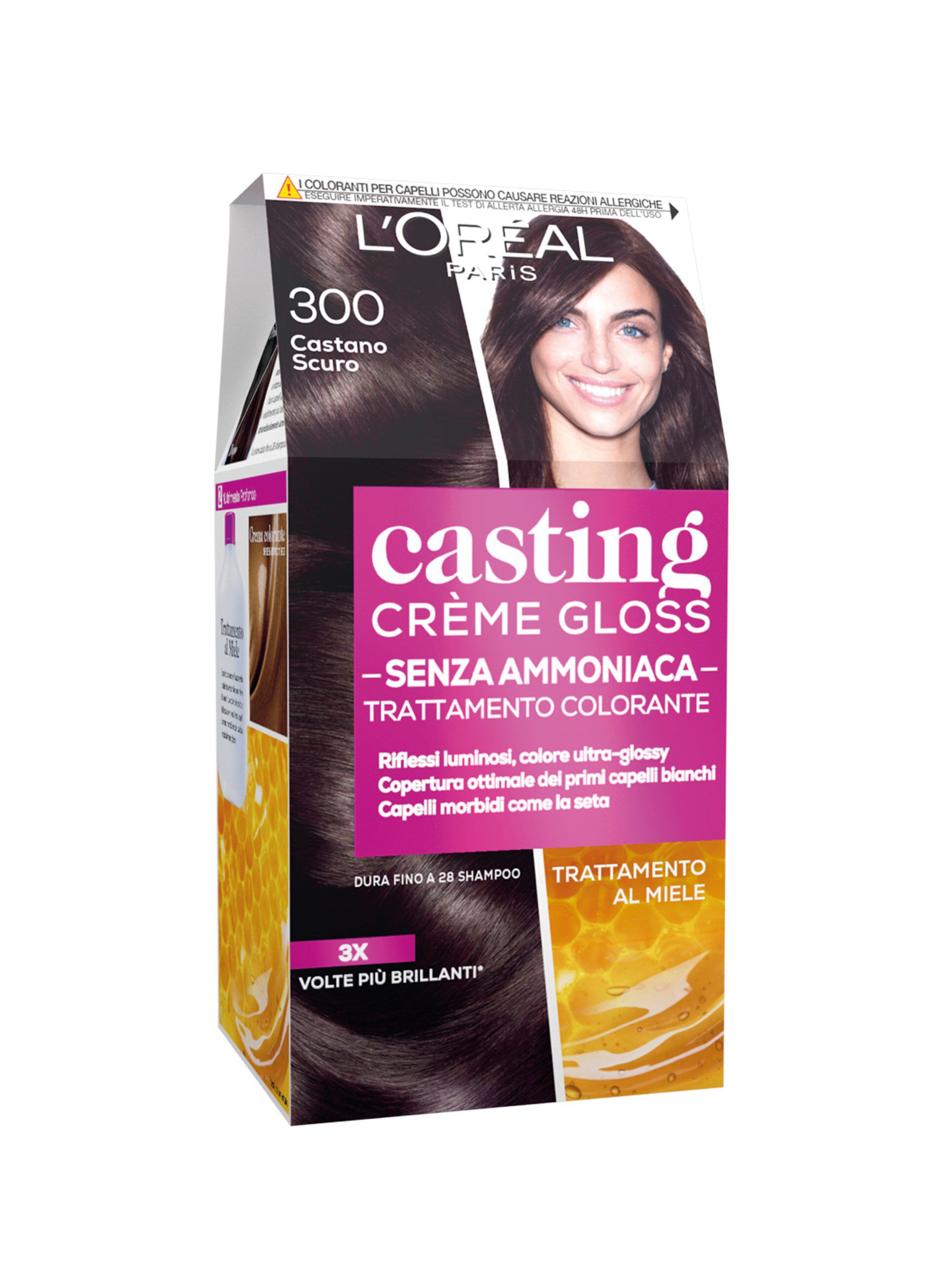 L'OrÃ©al Paris Tinta Capelli Casting Creme Gloss, Tinta Capelli Senza Ammoniaca per una Fragranza Piacevole, 300 Castano Scuro.