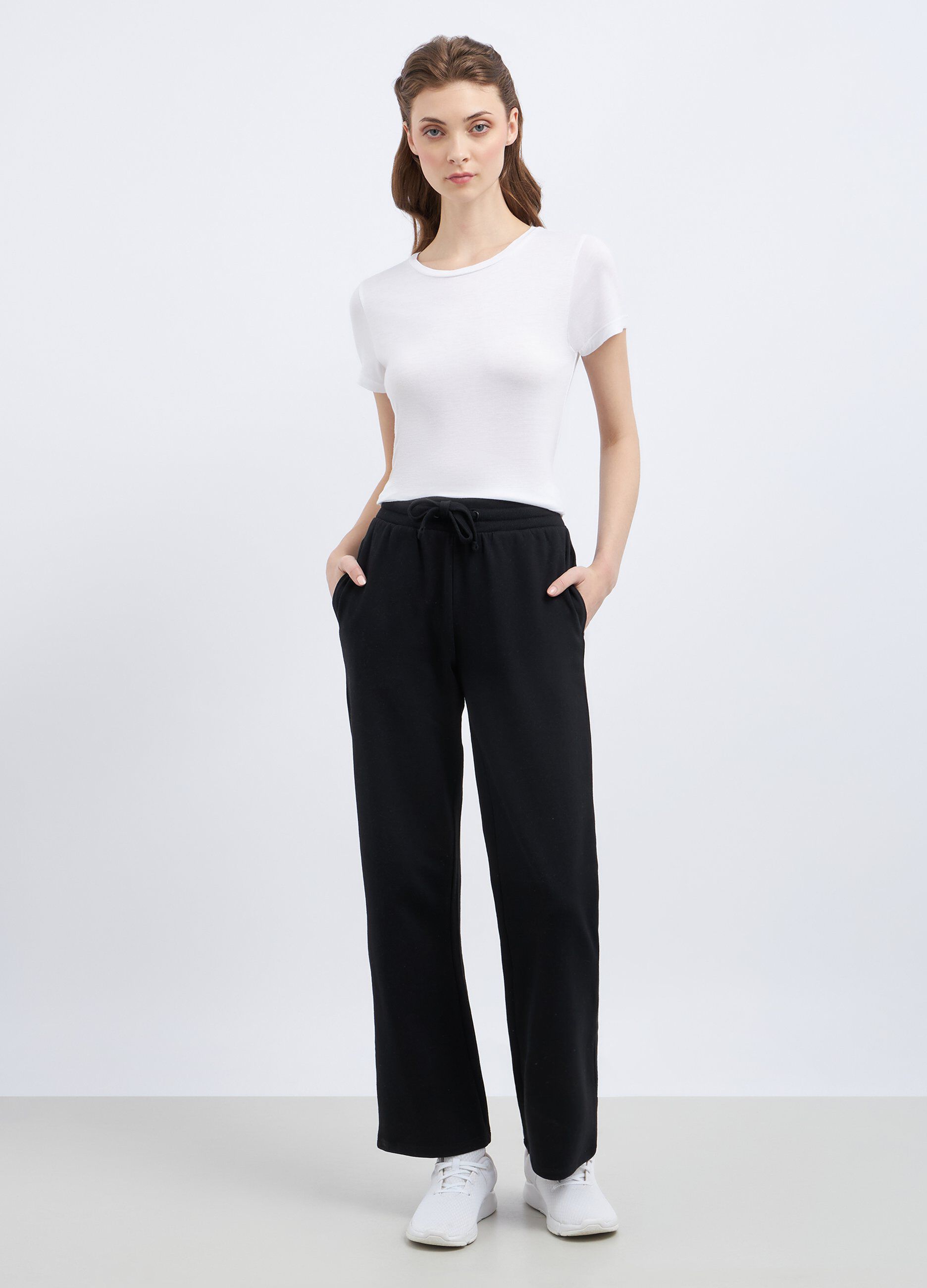 Pantaloni in misto cotone donna