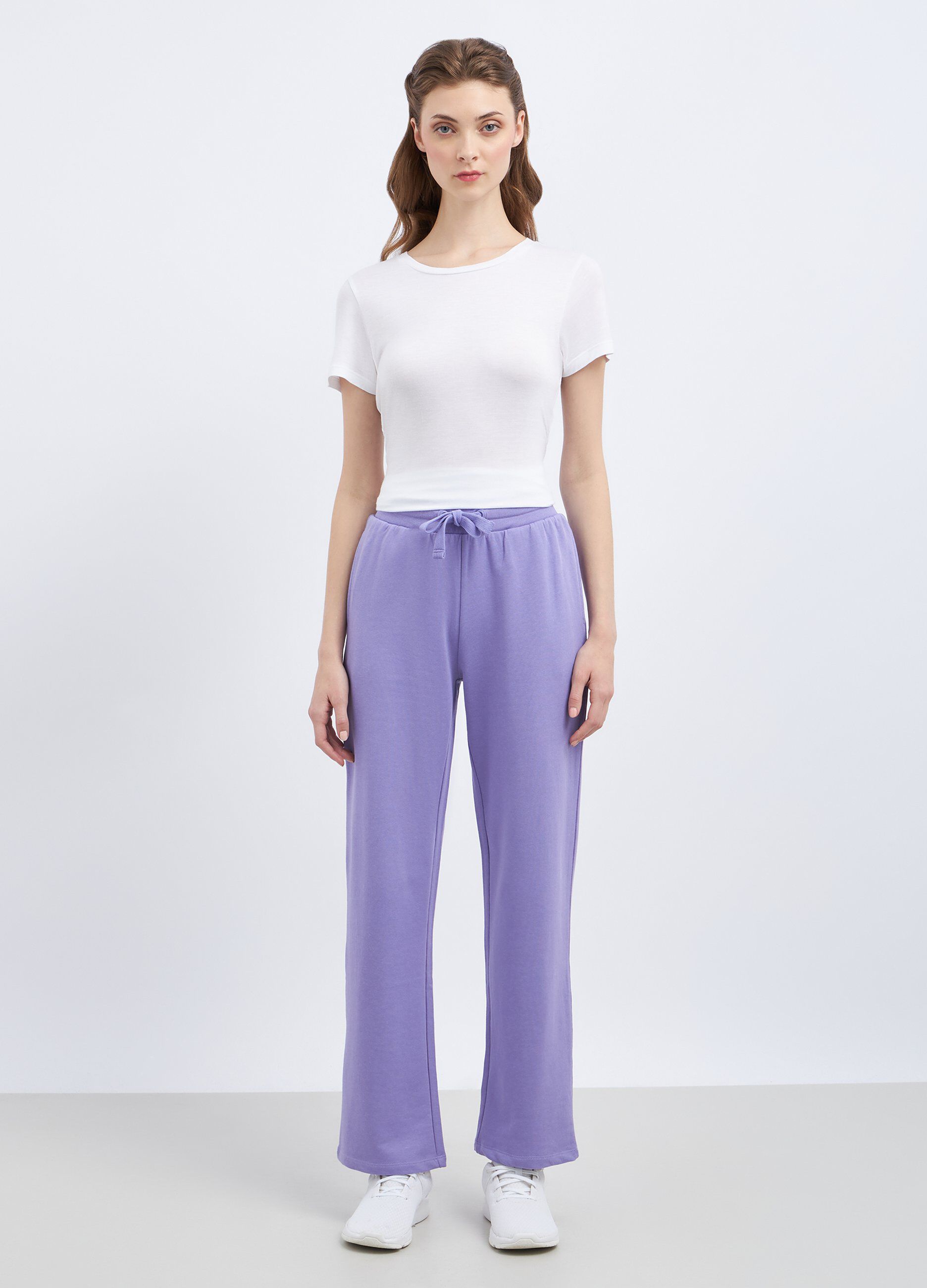 Pantaloni in misto cotone donna