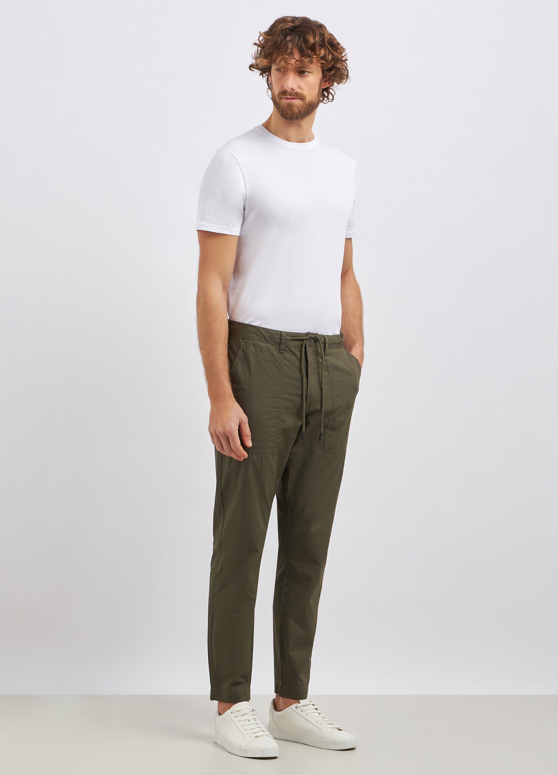 Pantaloni in puro cotone con coulisse uomo