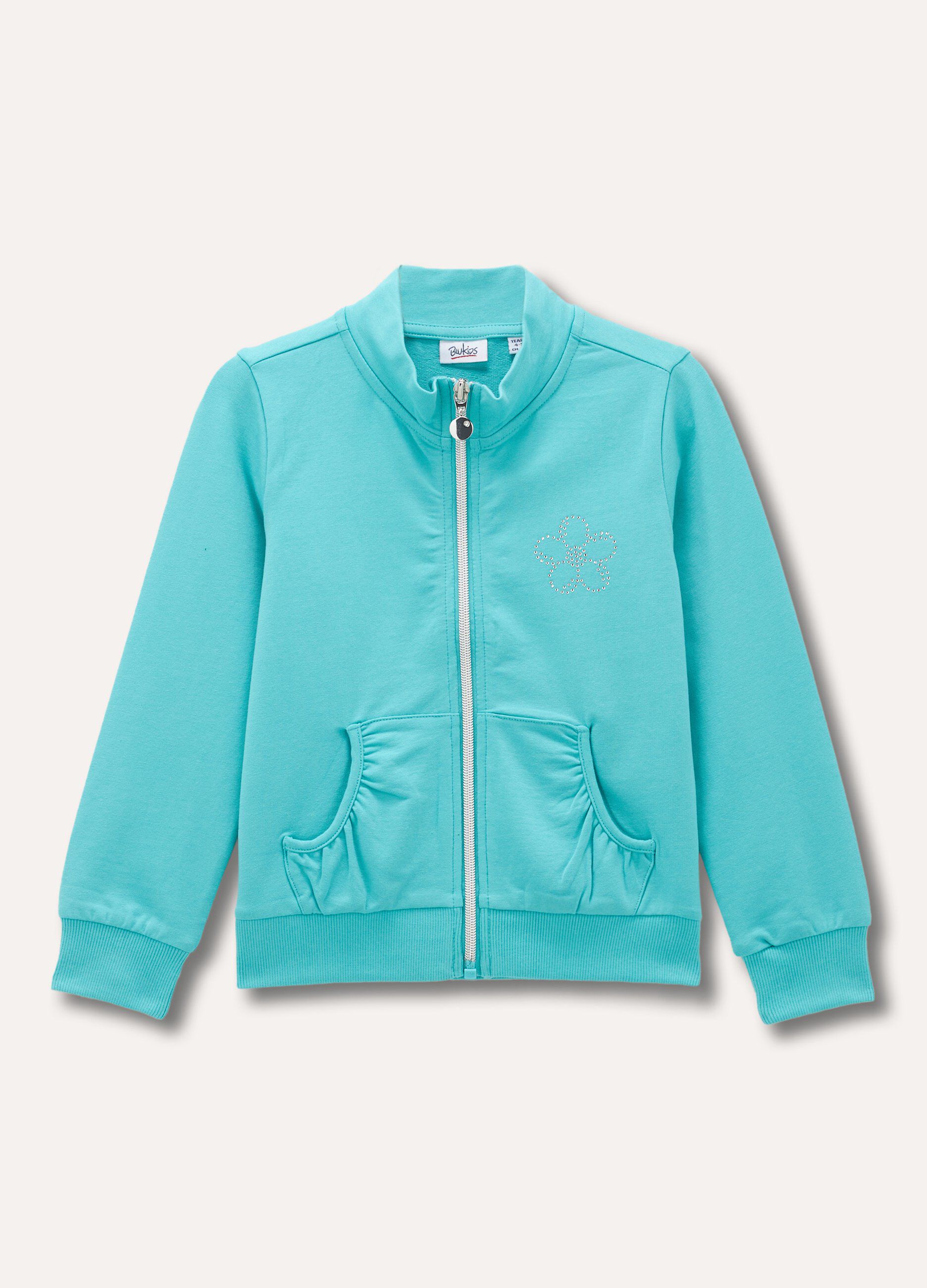 Felpa full-zip in cotone stretch bambina