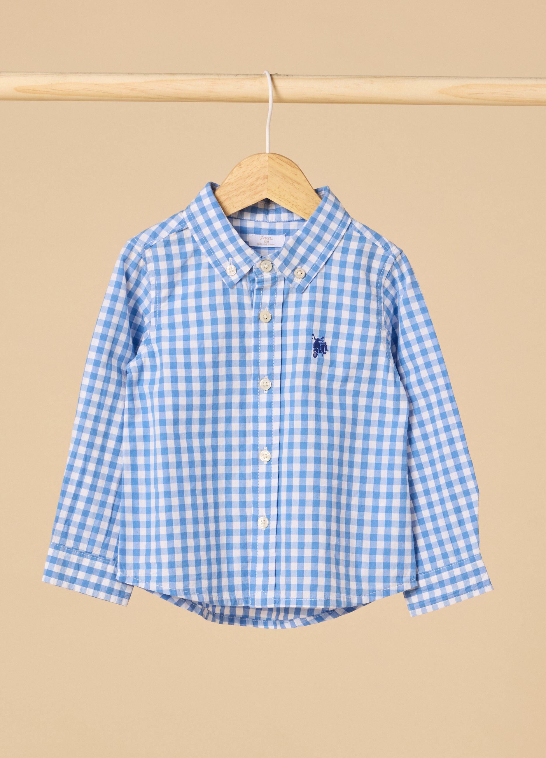 Camicia IANA a quadri in puro cotone neonato