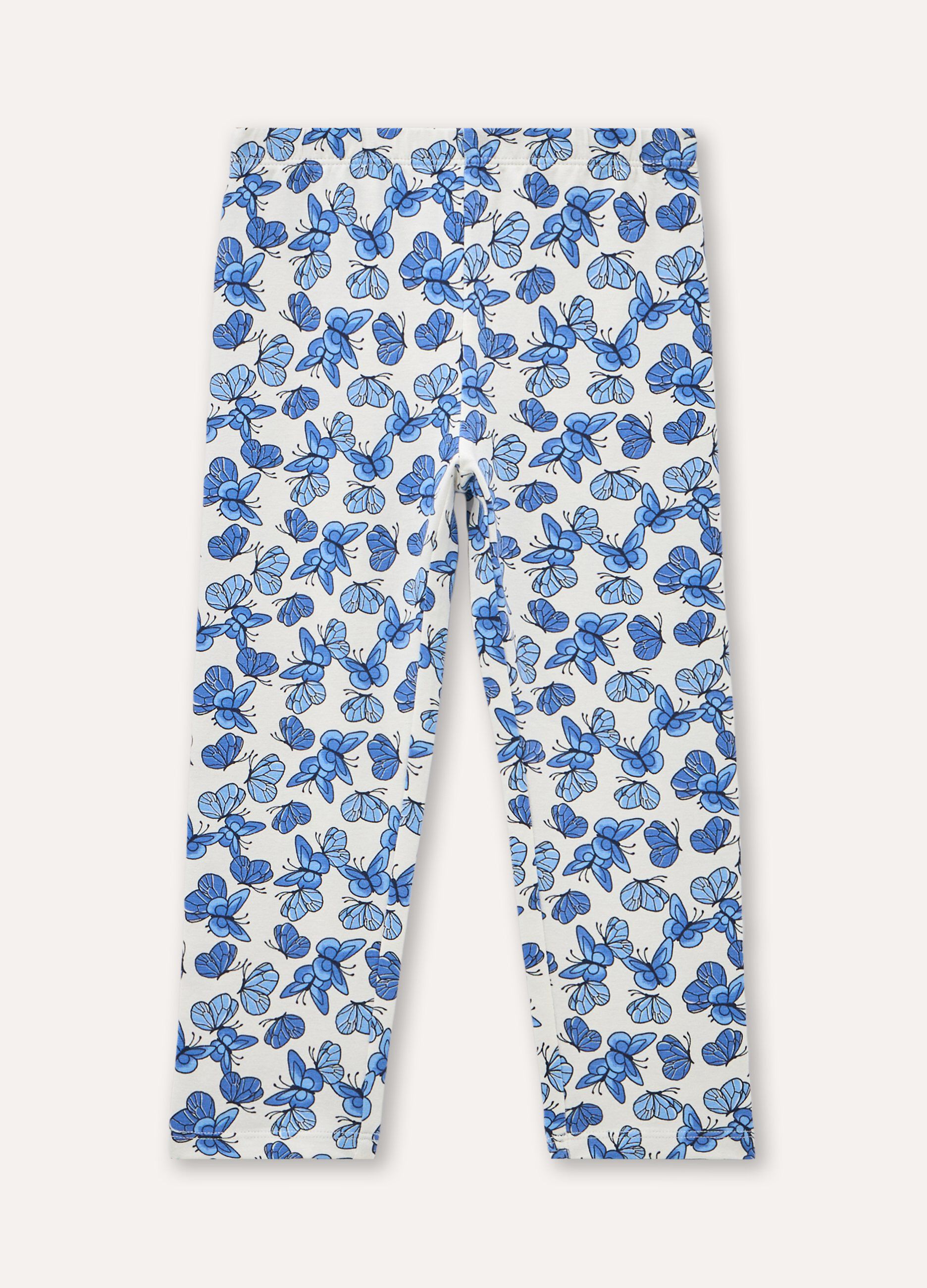 Leggings in cotone stretch con stampa bambina