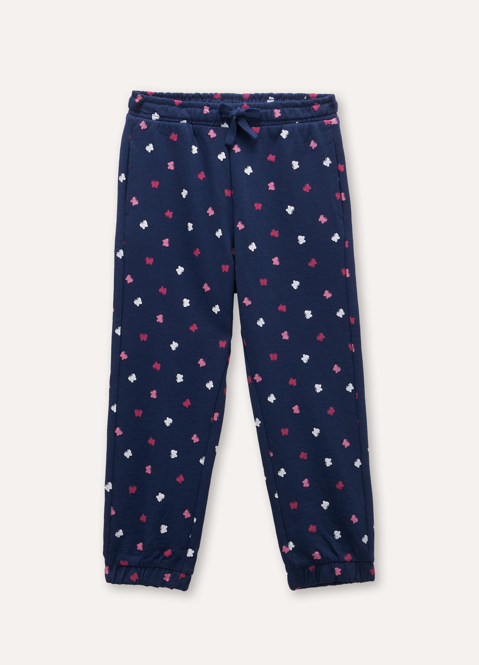 Jogger in puro cotone con stampa bambina
