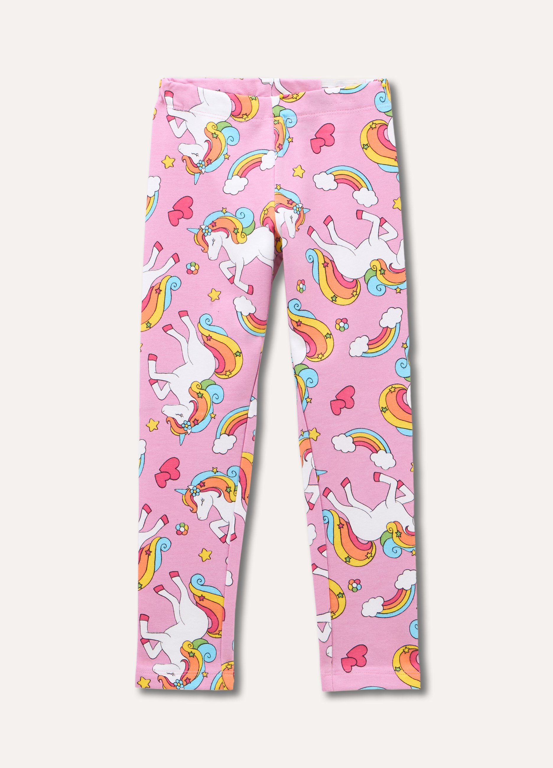 Leggings in cotone stretch con stampa bambina