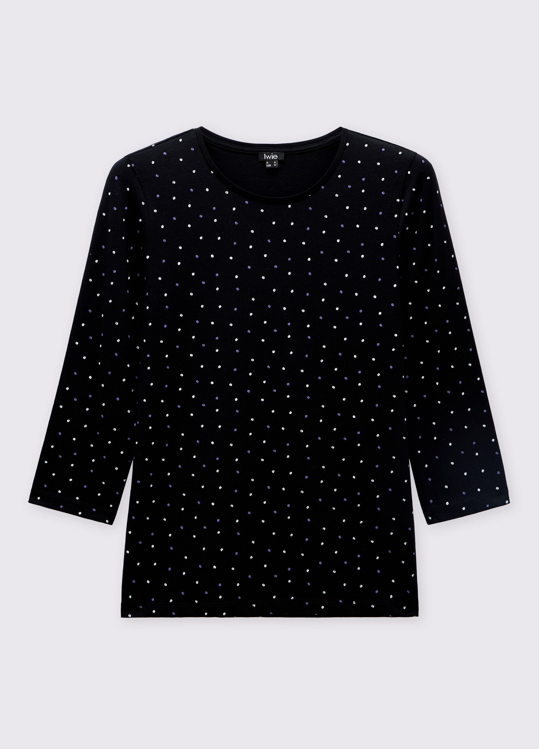T-shirt in cotone stretch a pois donna