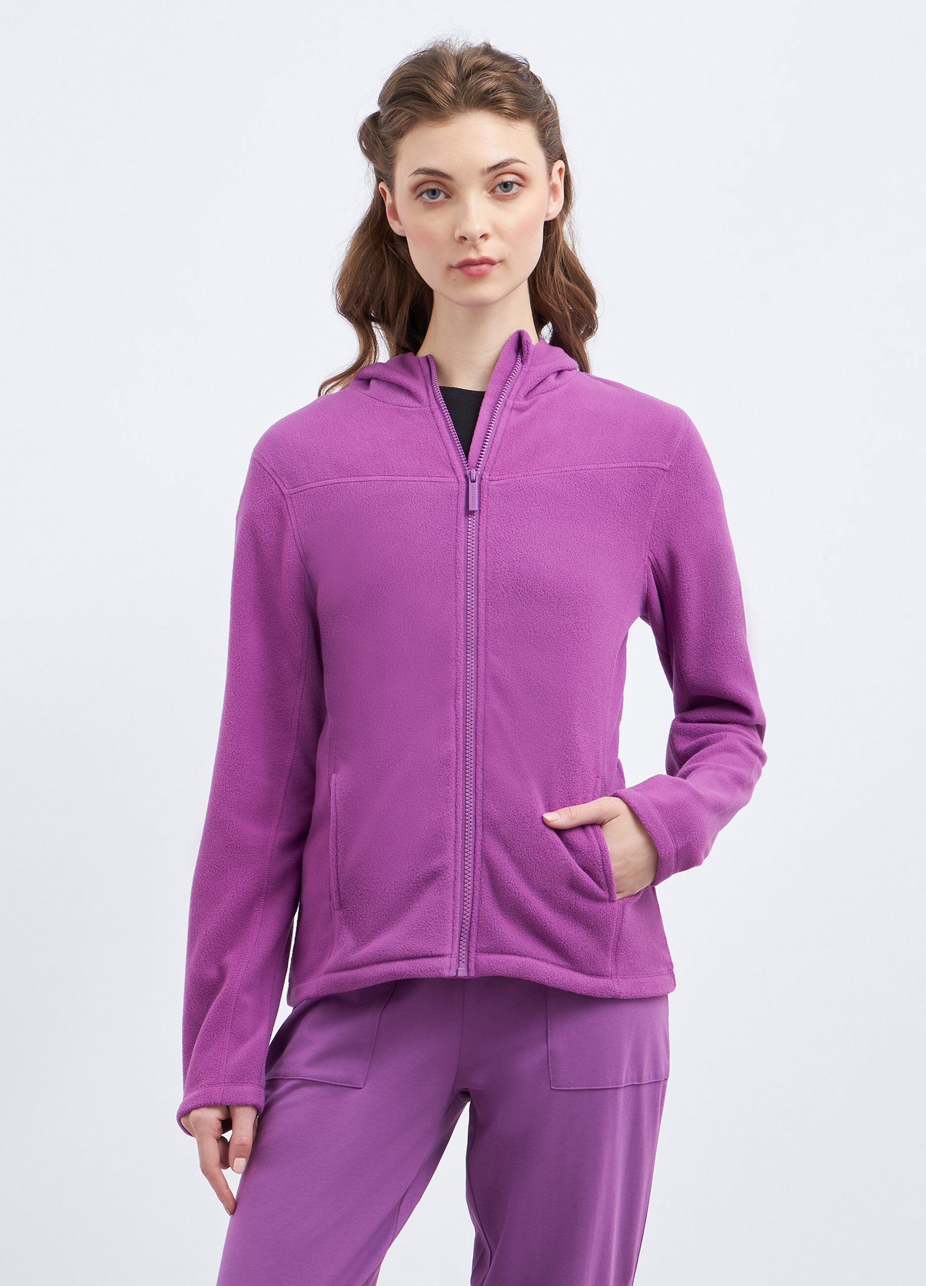 Felpa in pile full zip donna