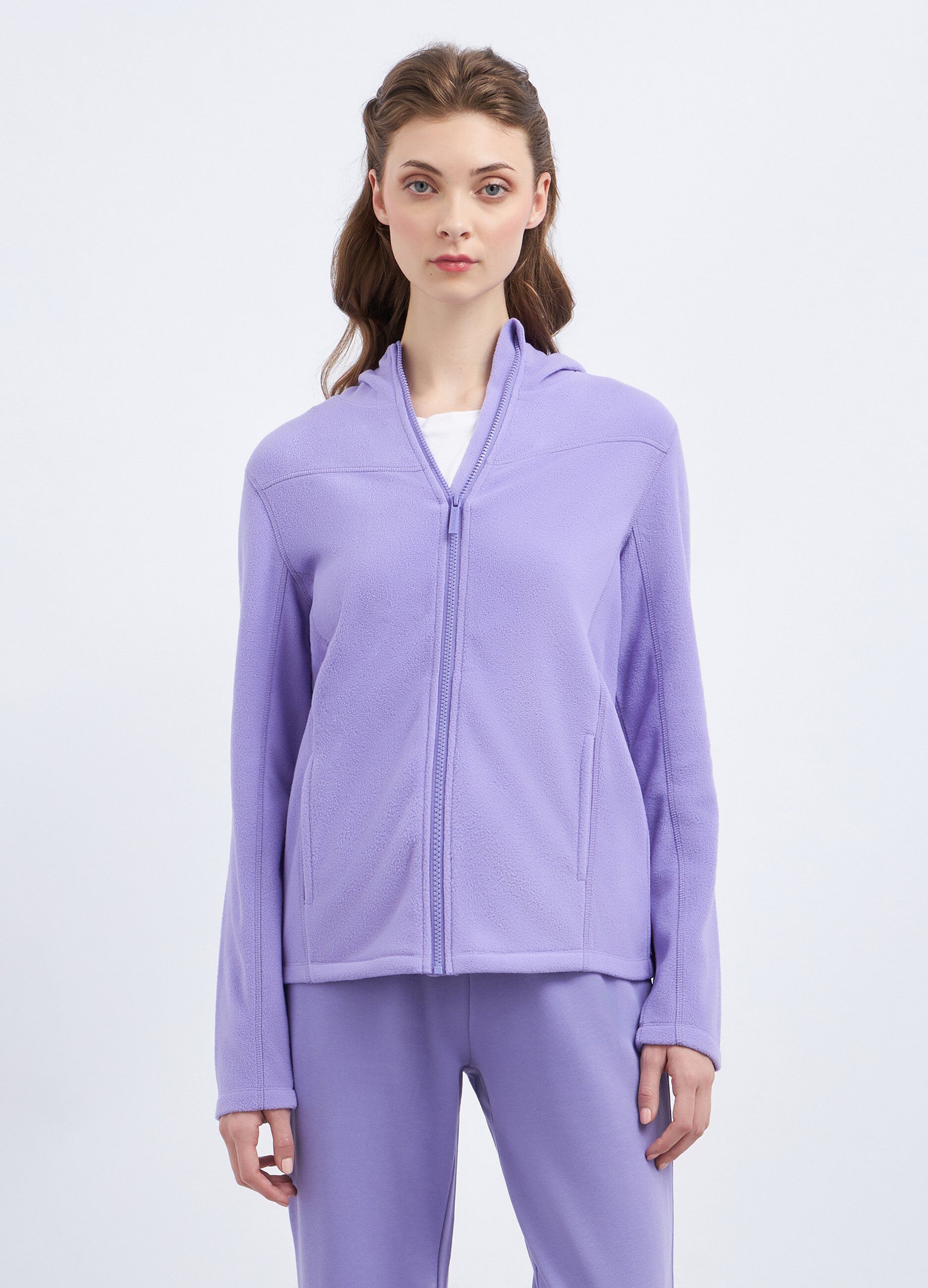 Felpa in pile full zip donna
