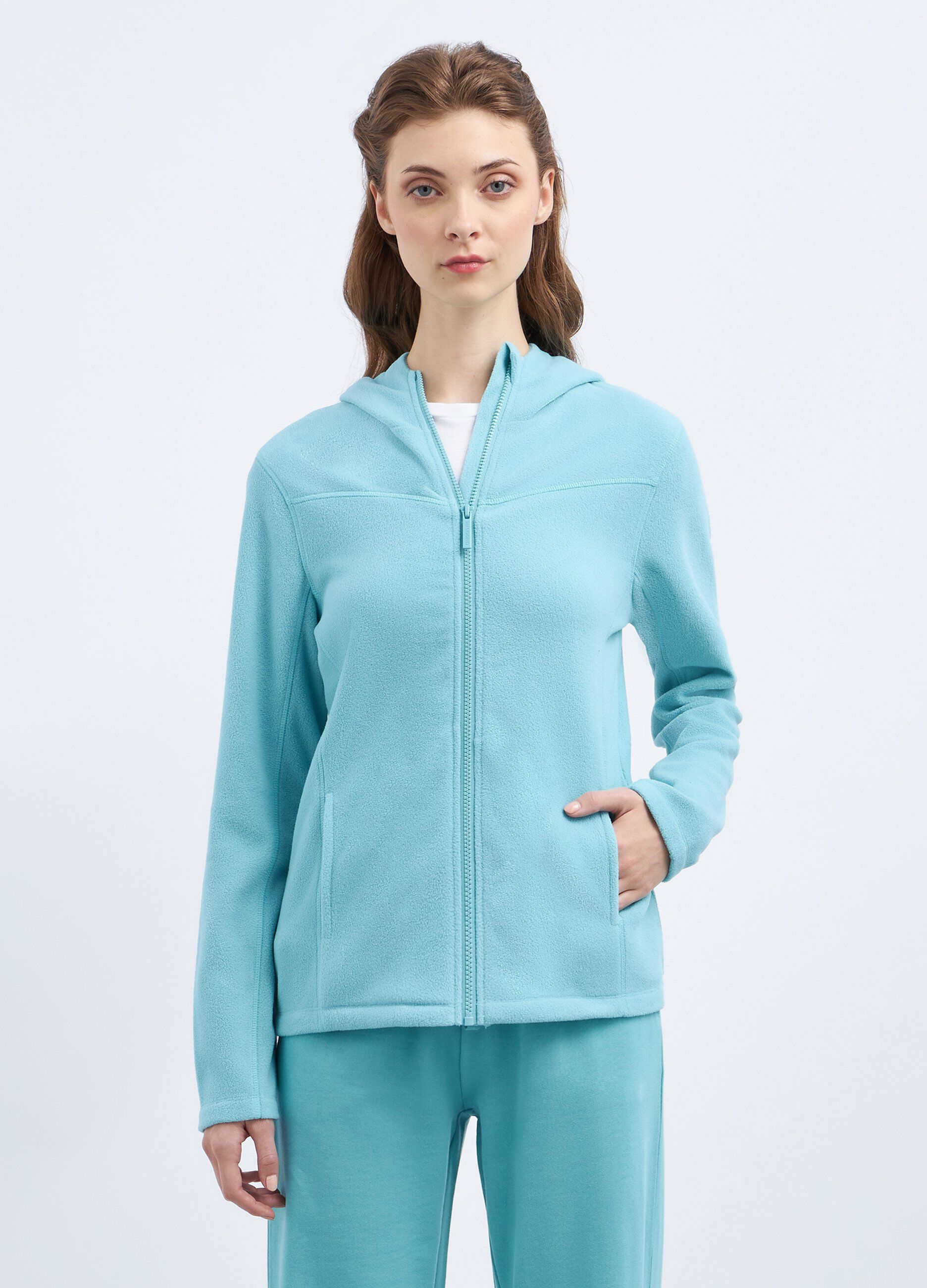 Felpa in pile full zip donna