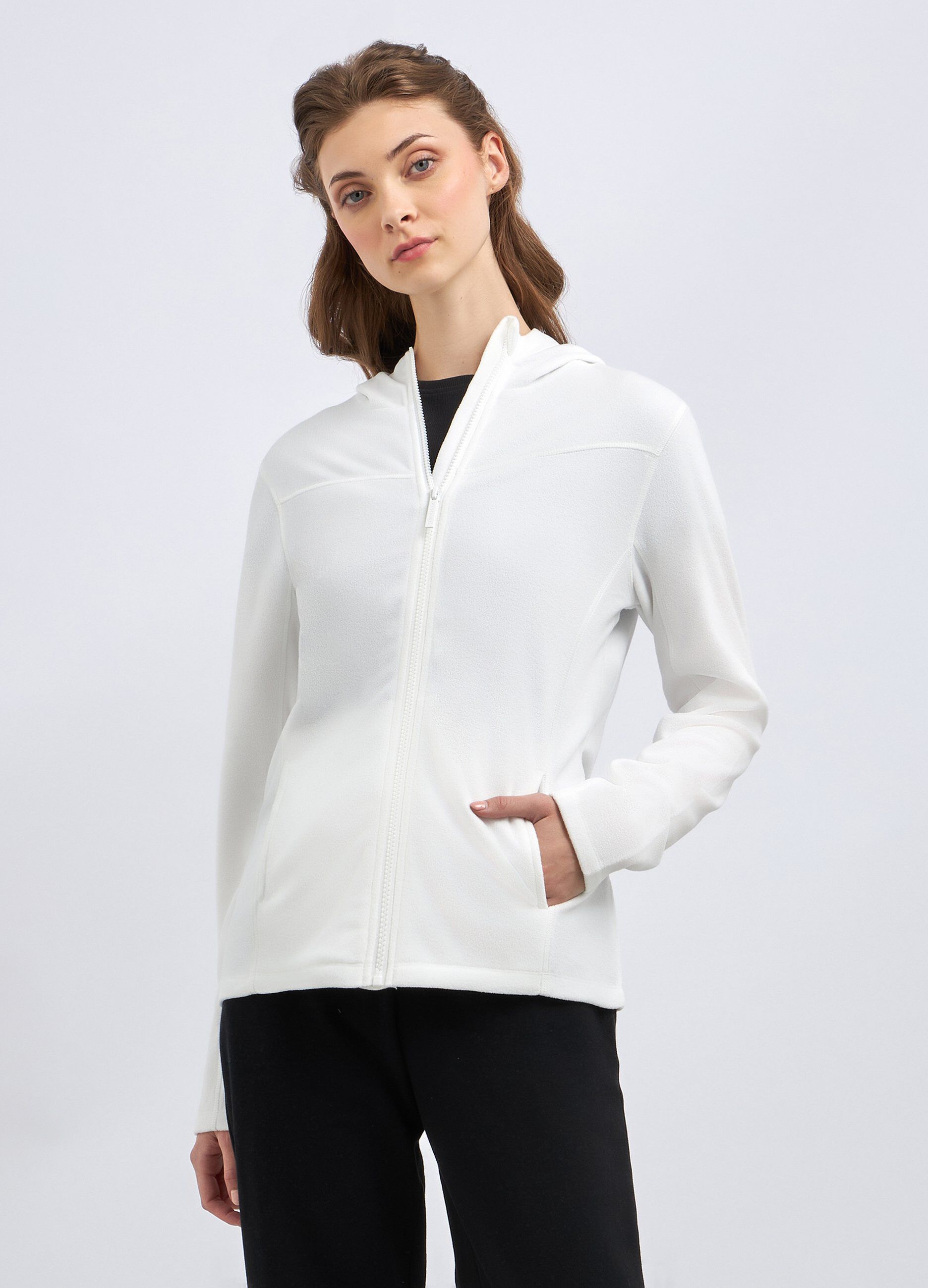 Felpa in pile full zip donna