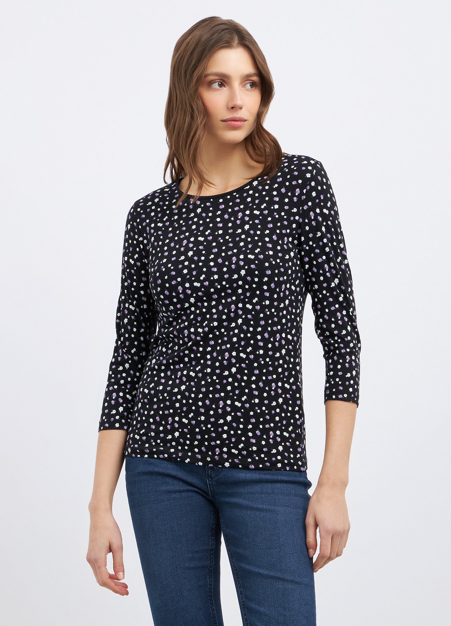 T-shirt in cotone stretch con stampa donna