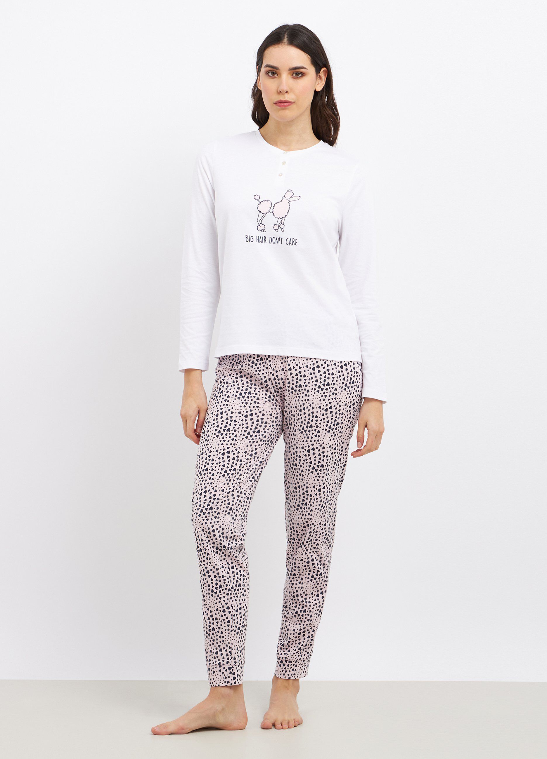 Set pigiama lungo in puro cotone donna