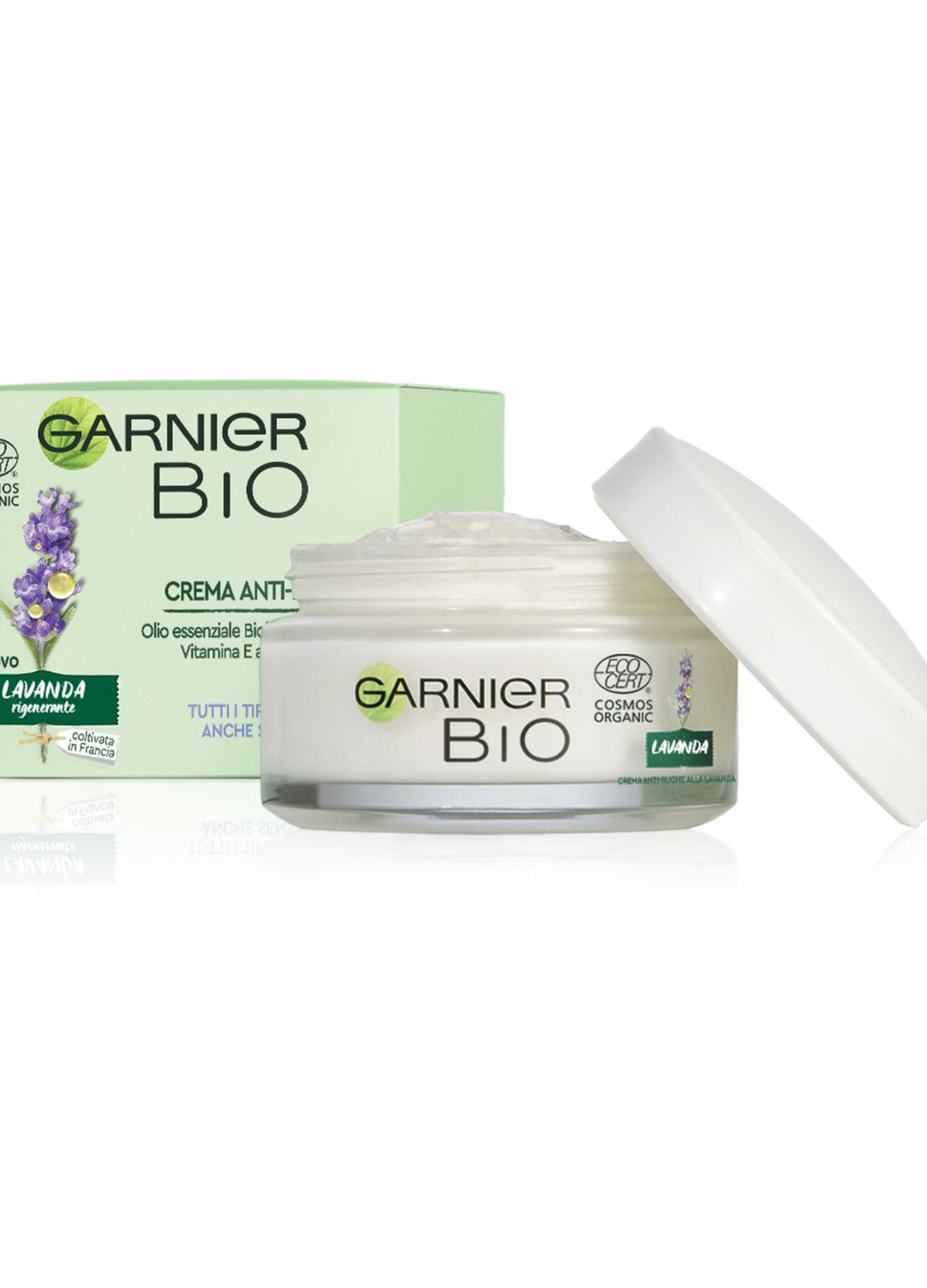 Garnier Bio Crema Viso Anti-rughe Lavanda Rigenerante, Crema Viso Anti-et&agrave; Anti-rughe, Formula alla Lavanda, 50 ml.