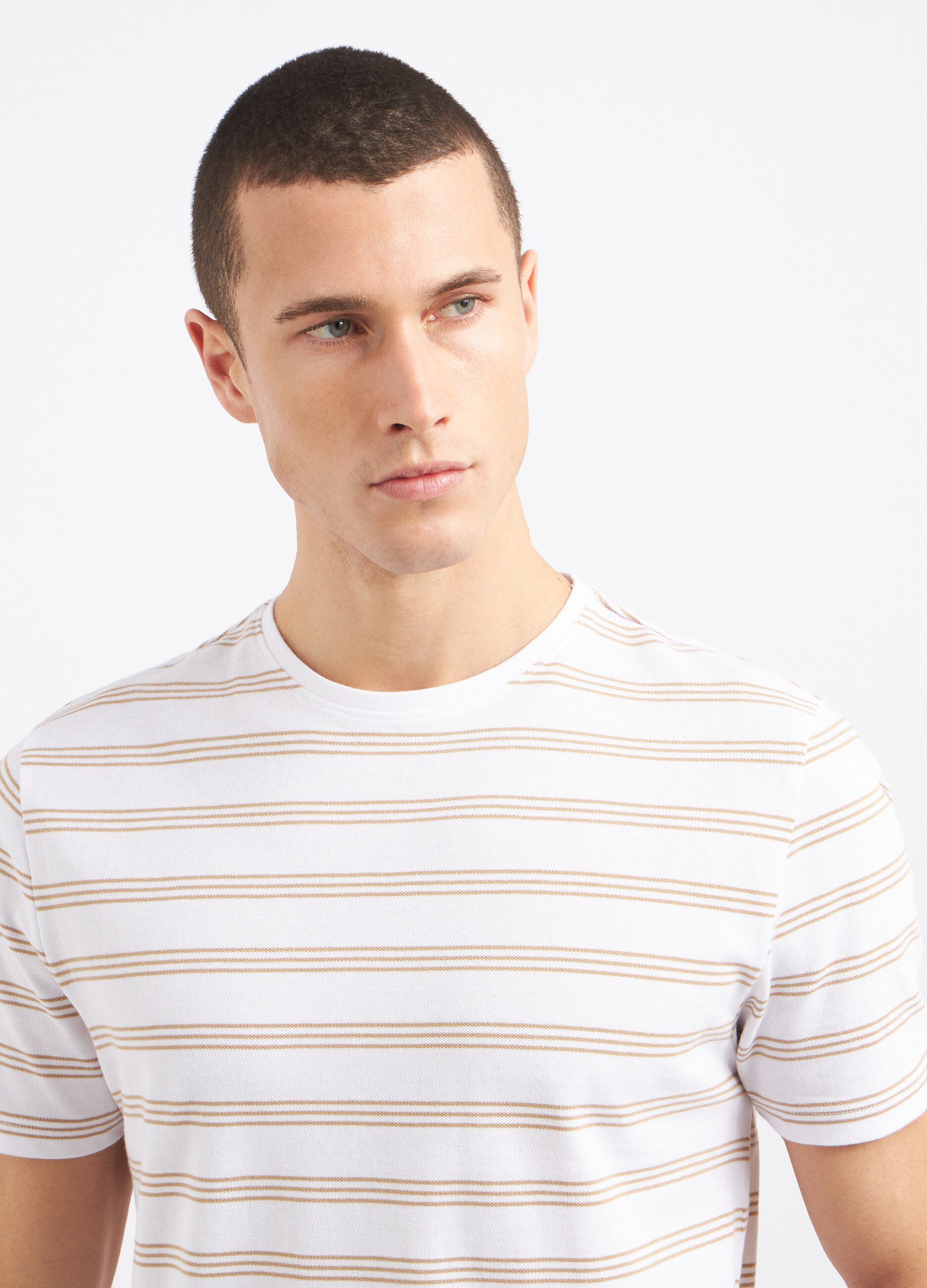T-shirt rigata in puro cotone piquet uomo 4 T-shirt rigata in puro cotone piquet uomo