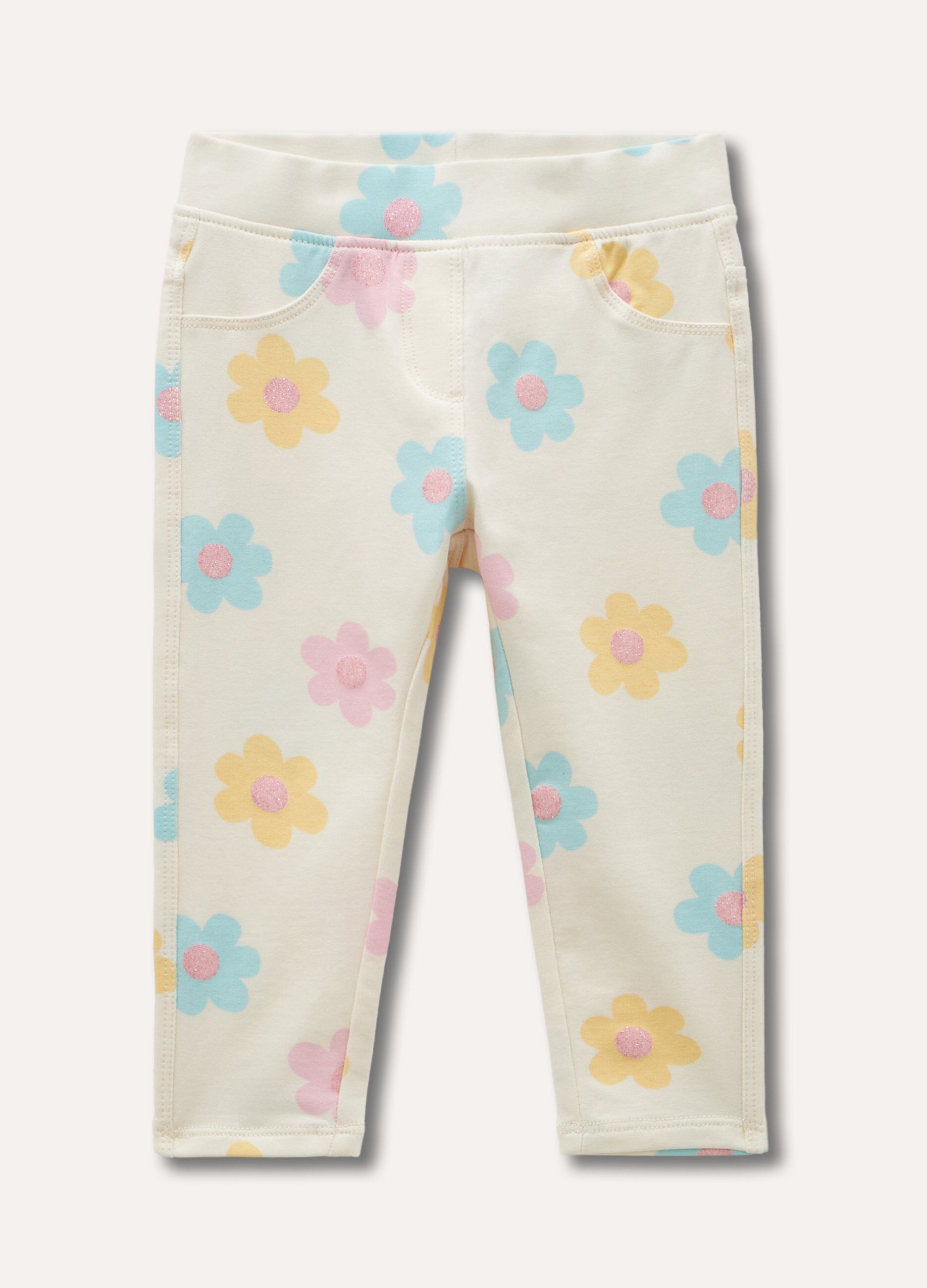 Treggings in cotone stretch con stampe neonata