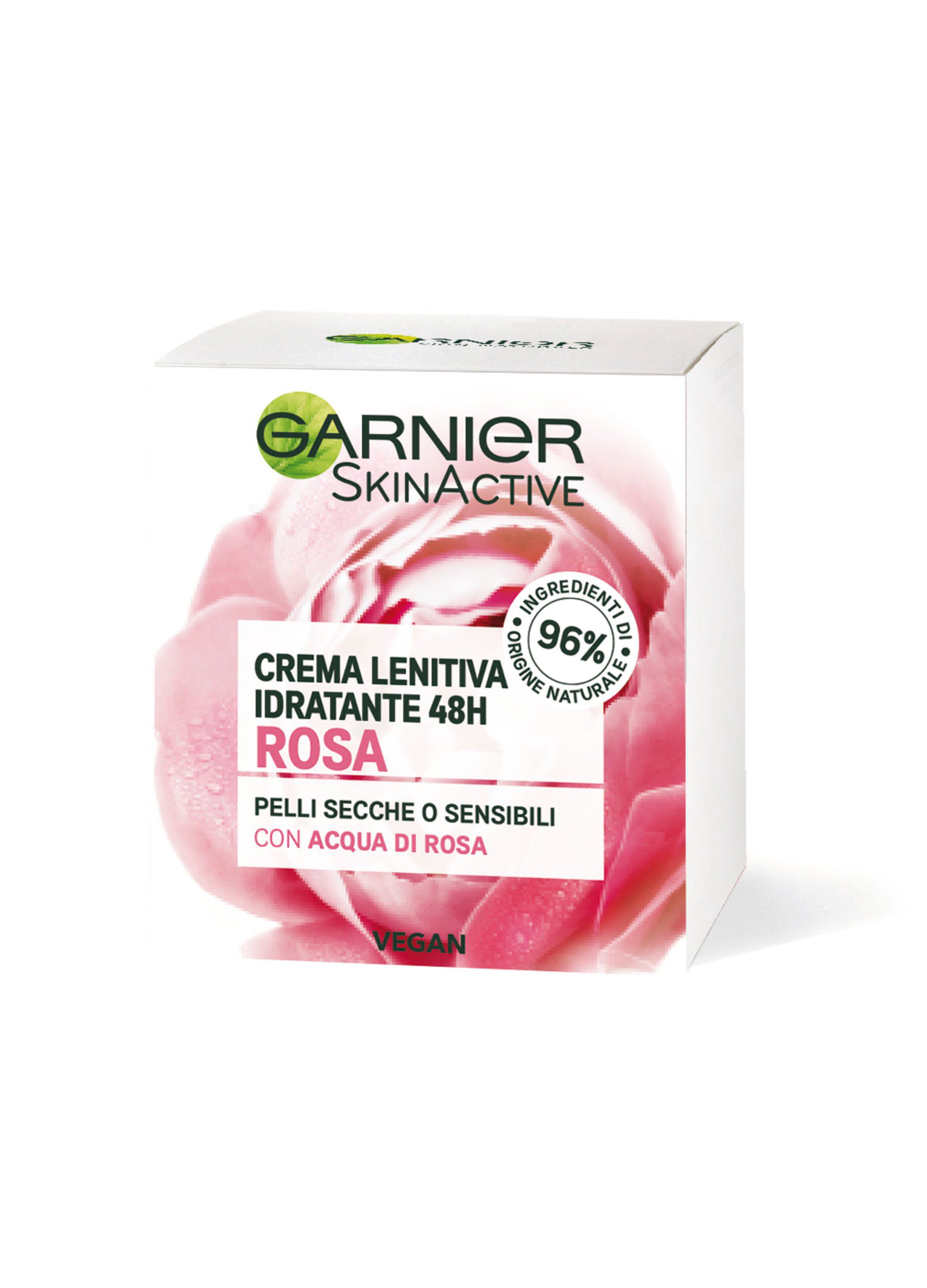 Garnier Crema Viso Idratante Lenitiva SkinActive, Ideale per Pelli Secche o Sensibili, Arricchita con Acqua di Rosa, 50 ml.