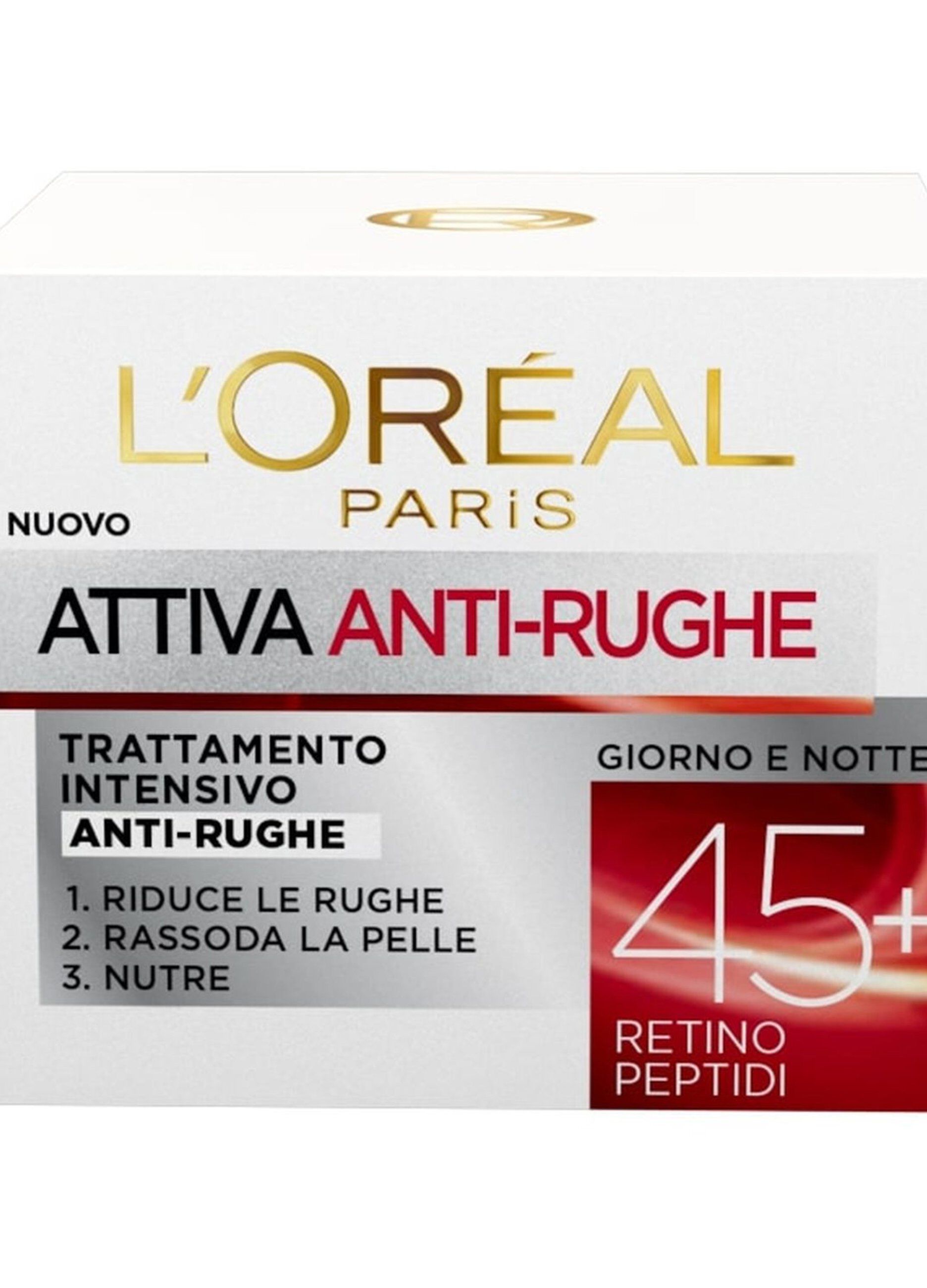 L'OrÃ©al Paris Crema Viso Anti-rughe Attiva 45+, Trattamento Intensivo Anti-rughe, Rassoda e Nutre la Pelle, 50 ml.