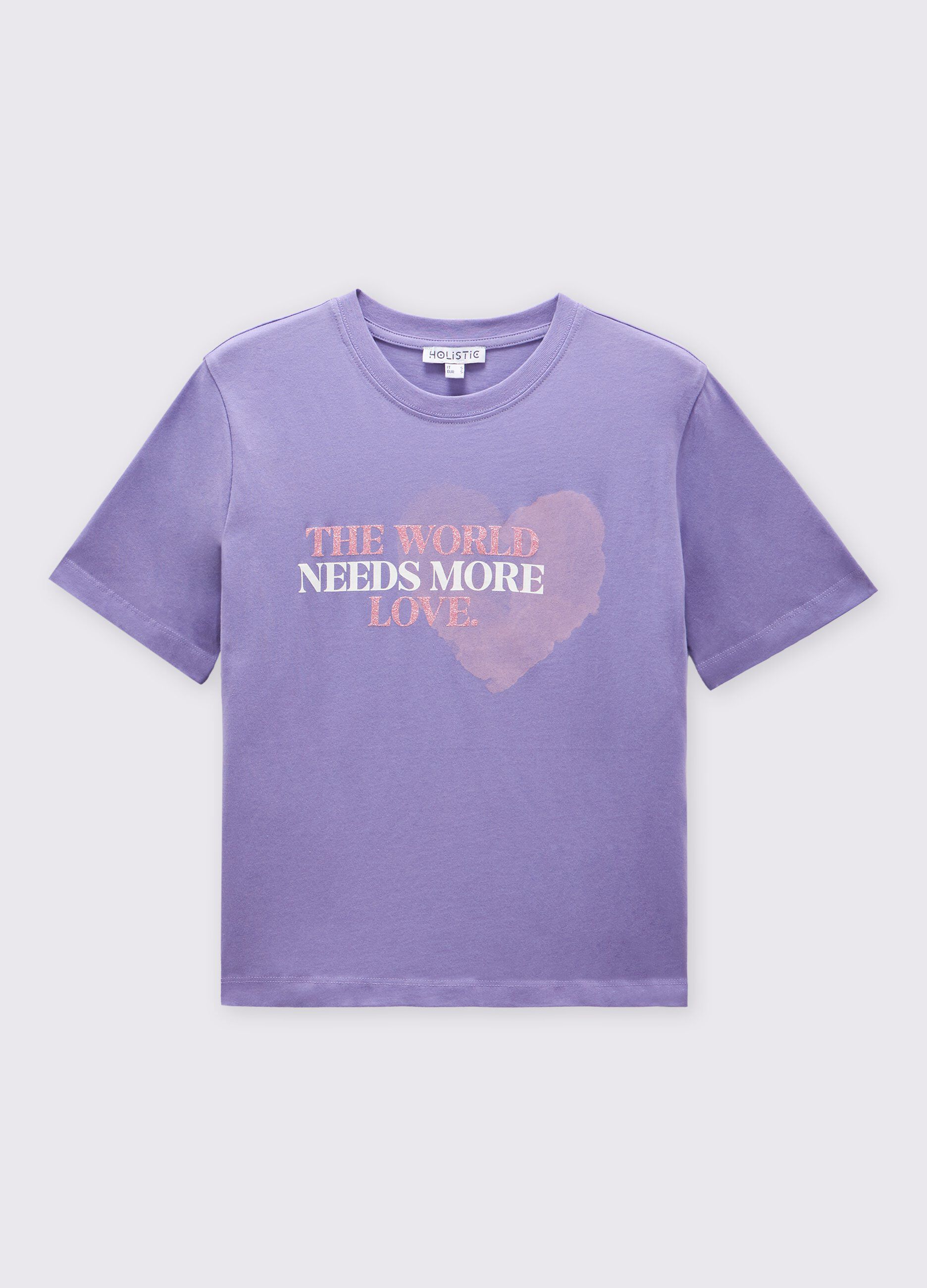 T-shirt in puro cotone jersey con stampa glitter donna